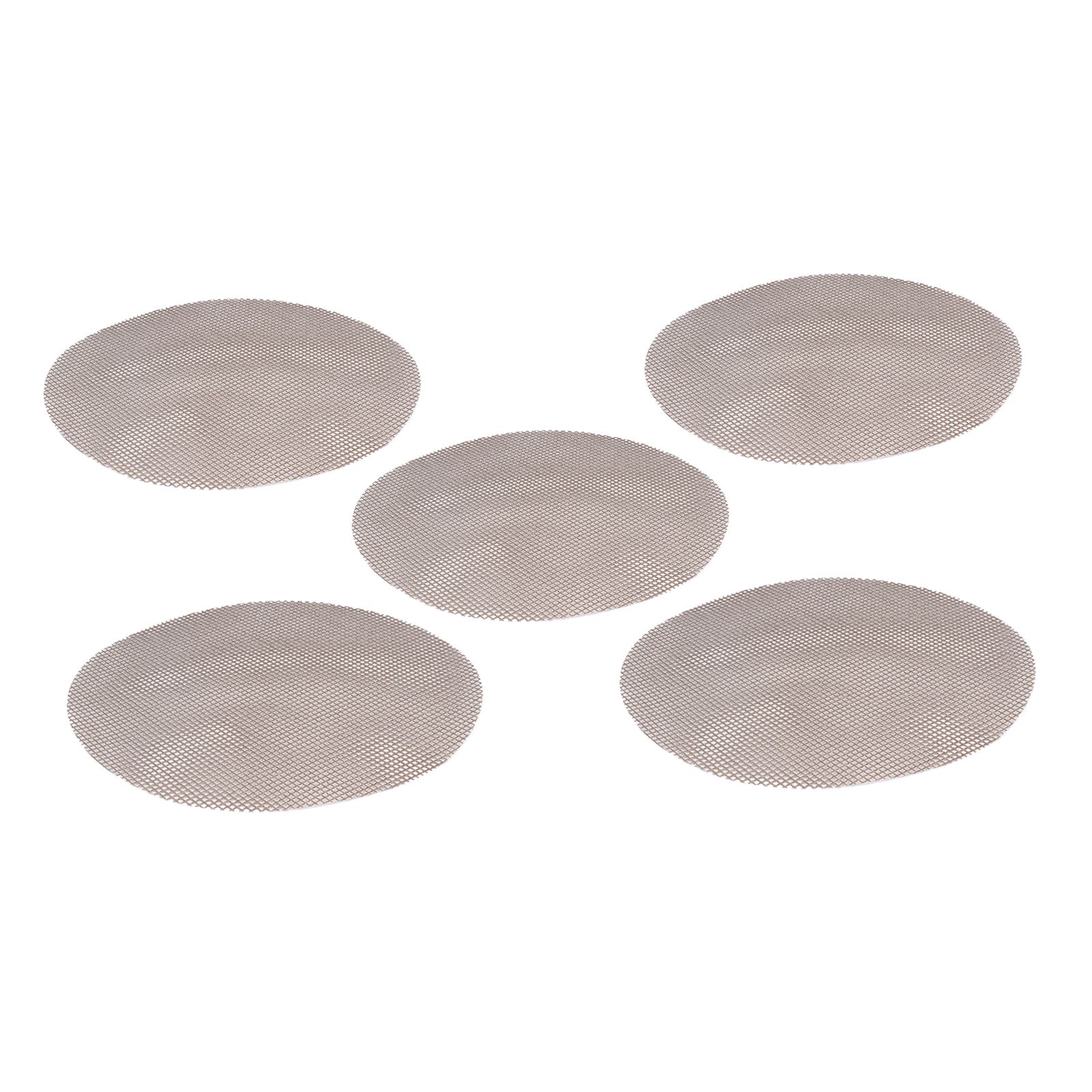 5Pcs High Temperature Resistant Barbecue Round Mat Reusable Non Stick BBQ Grill Grid Slice Pizza Mat 36cm Diameter Brown - Image 3