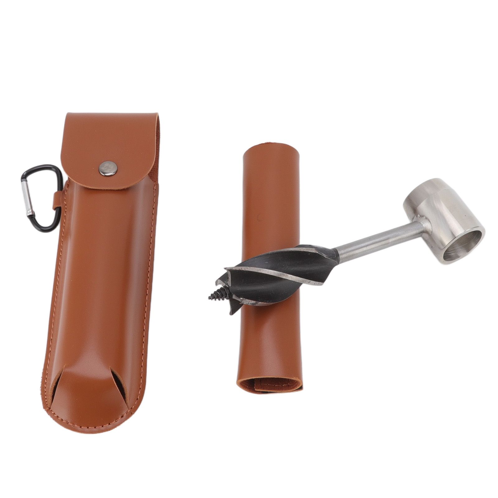Manual Wood Auger Wrench Hand Survival Auger Wrench Multifunctional Woodworking Punch Tools Brown PU Leather Case - Image 3