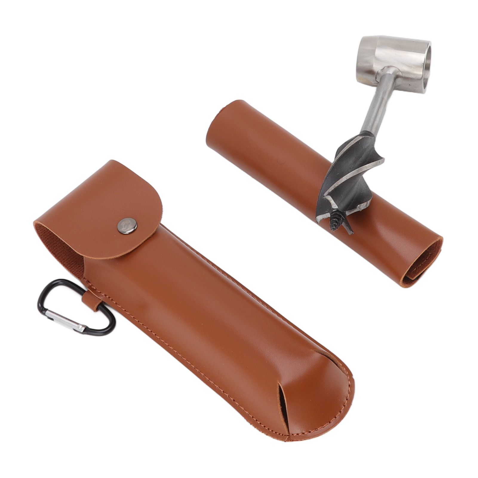 Manual Wood Auger Wrench Hand Survival Auger Wrench Multifunctional Woodworking Punch Tools Brown PU Leather Case - Image 5