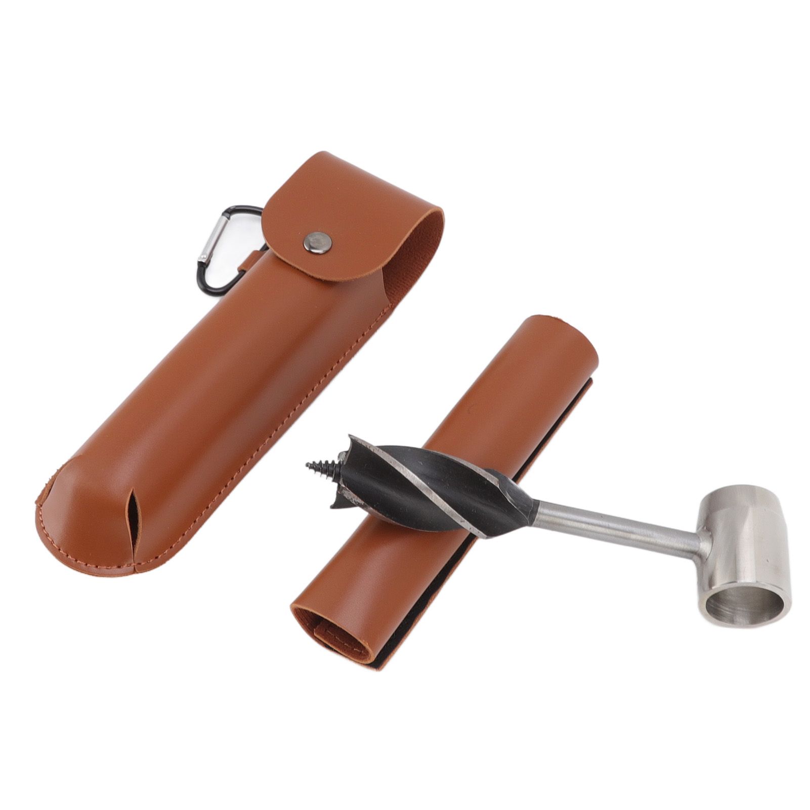 Manual Wood Auger Wrench Hand Survival Auger Wrench Multifunctional Woodworking Punch Tools Brown PU Leather Case - Image 6