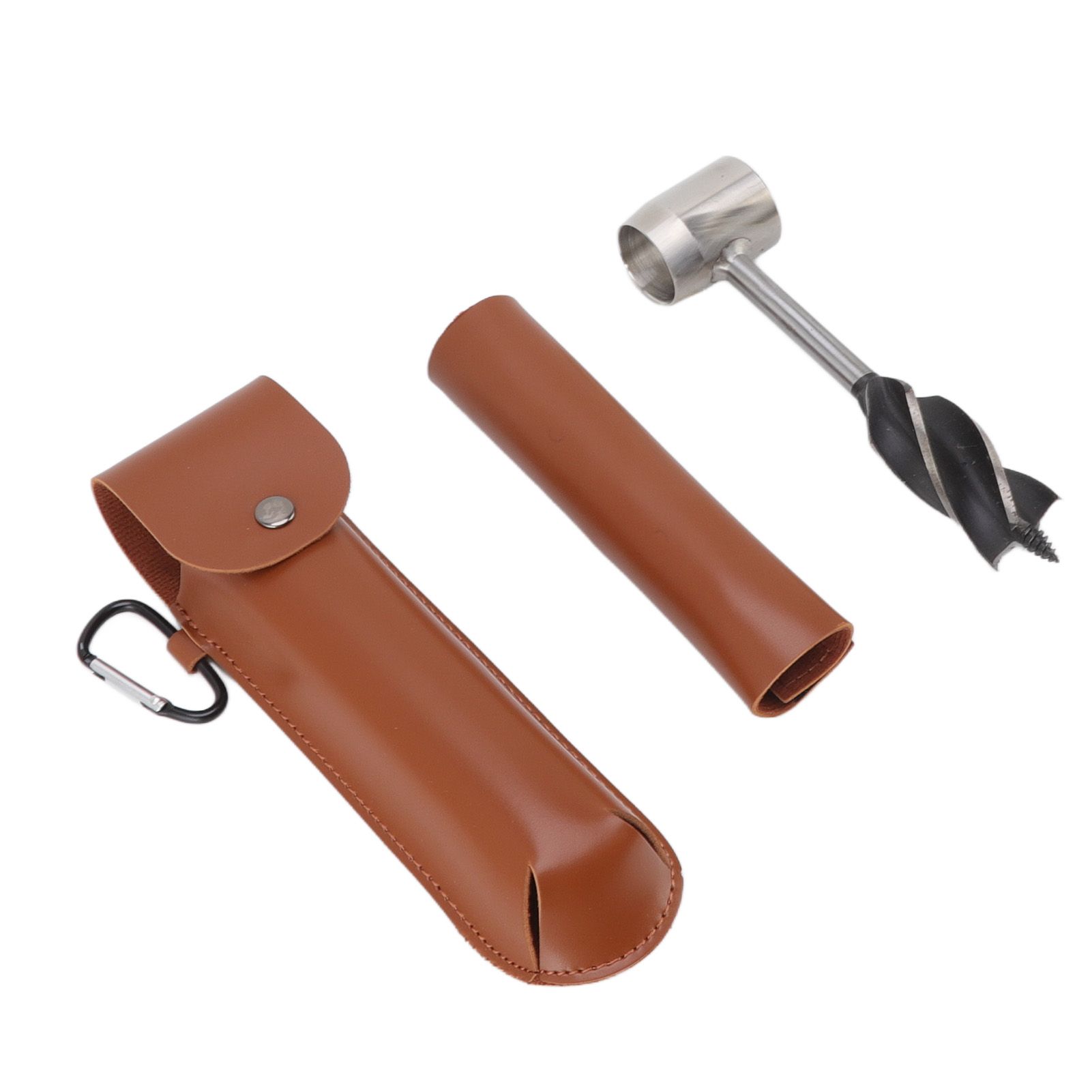 Manual Wood Auger Wrench Hand Survival Auger Wrench Multifunctional Woodworking Punch Tools Brown PU Leather Case - Image 8