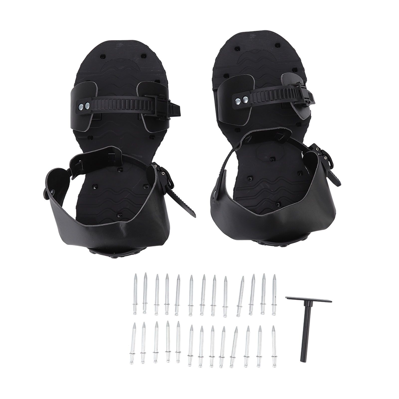 1 Pair Spike Sandals PU Lawn Aerator Shoes Grass Aerator Tool for Yard Garden Plants Health Black - Image 1