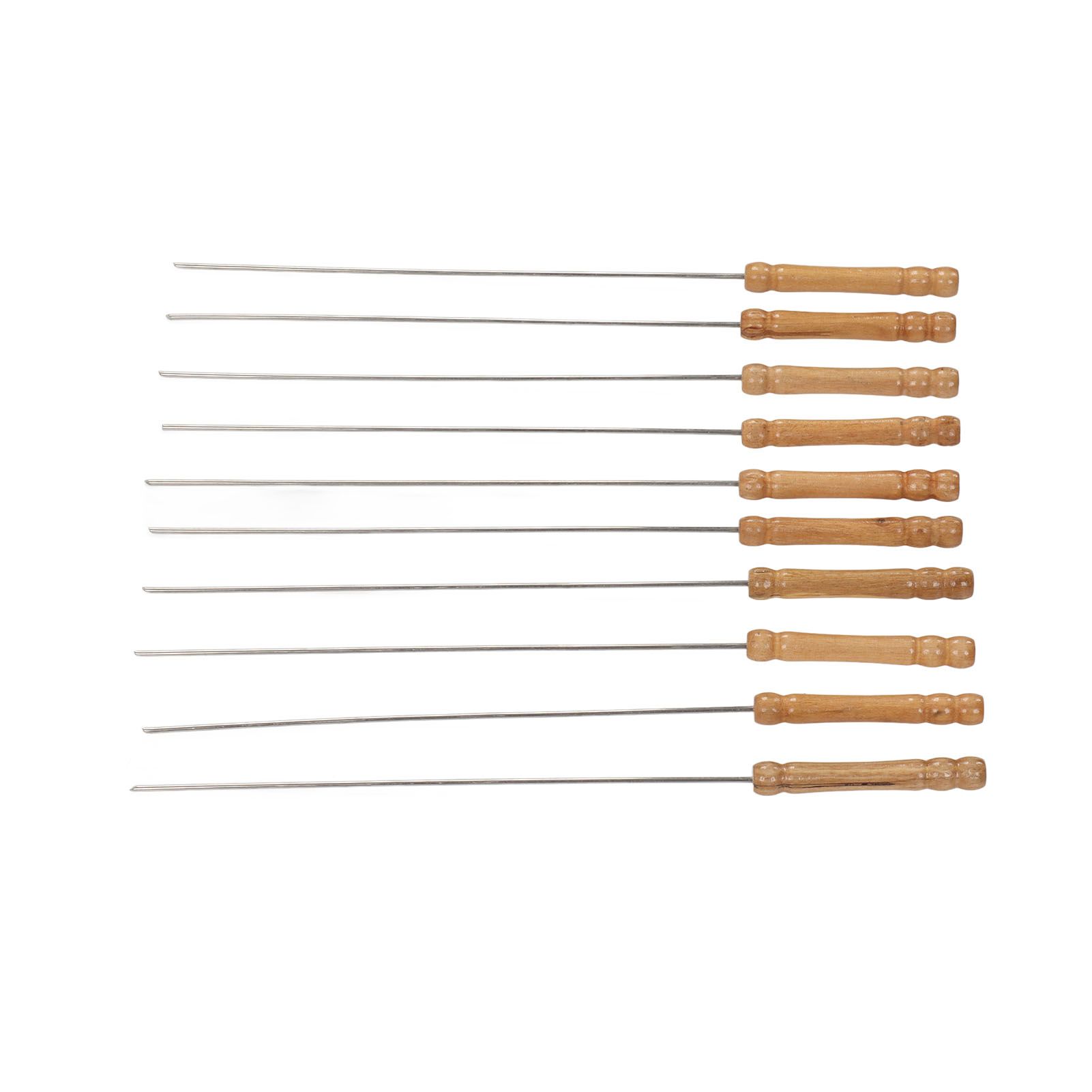 10pcs Barbecue Skewers Wooden Handle Stainless Steel BBQ Kabob Sticks for Outdoor Barbecue 11.8in - Image 8
