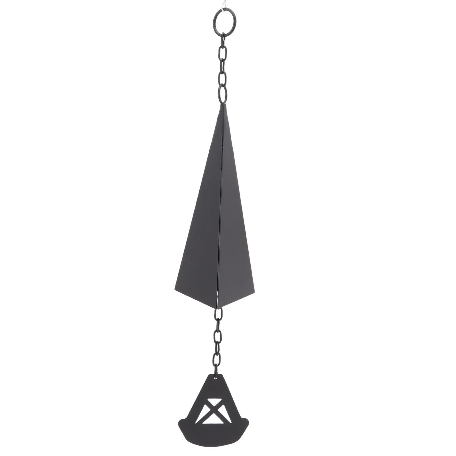 Triangular Wind Chimes Courtyard Bell Pendant Home Decoration Iron Black with Hanging Ring for Garden - Image 1