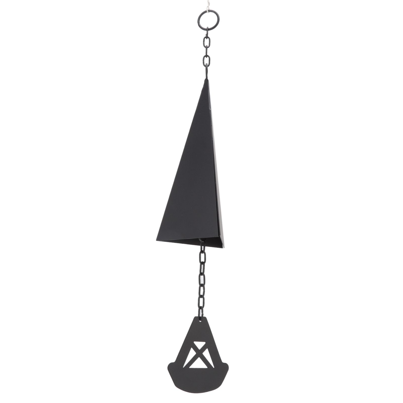 Triangular Wind Chimes Courtyard Bell Pendant Home Decoration Iron Black with Hanging Ring for Garden - Image 2