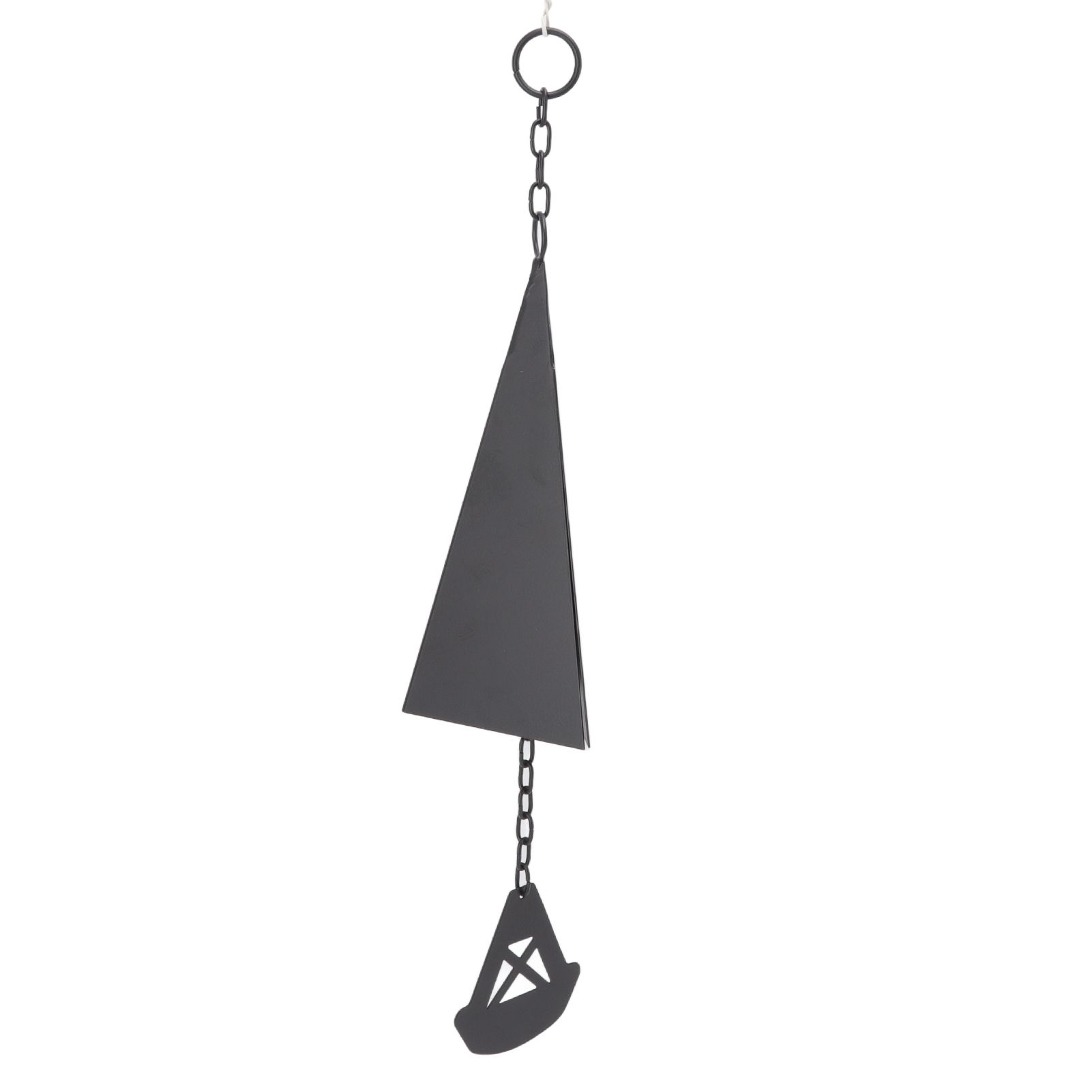 Triangular Wind Chimes Courtyard Bell Pendant Home Decoration Iron Black with Hanging Ring for Garden - Image 3