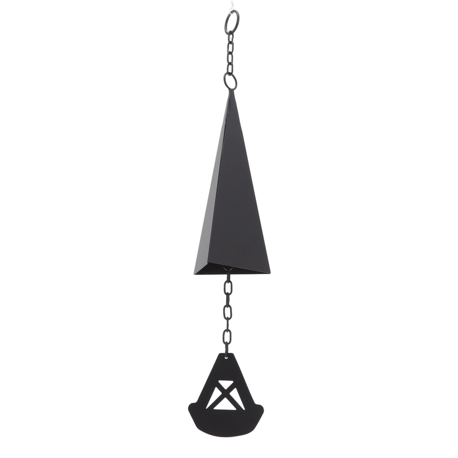 Triangular Wind Chimes Courtyard Bell Pendant Home Decoration Iron Black with Hanging Ring for Garden - Image 4