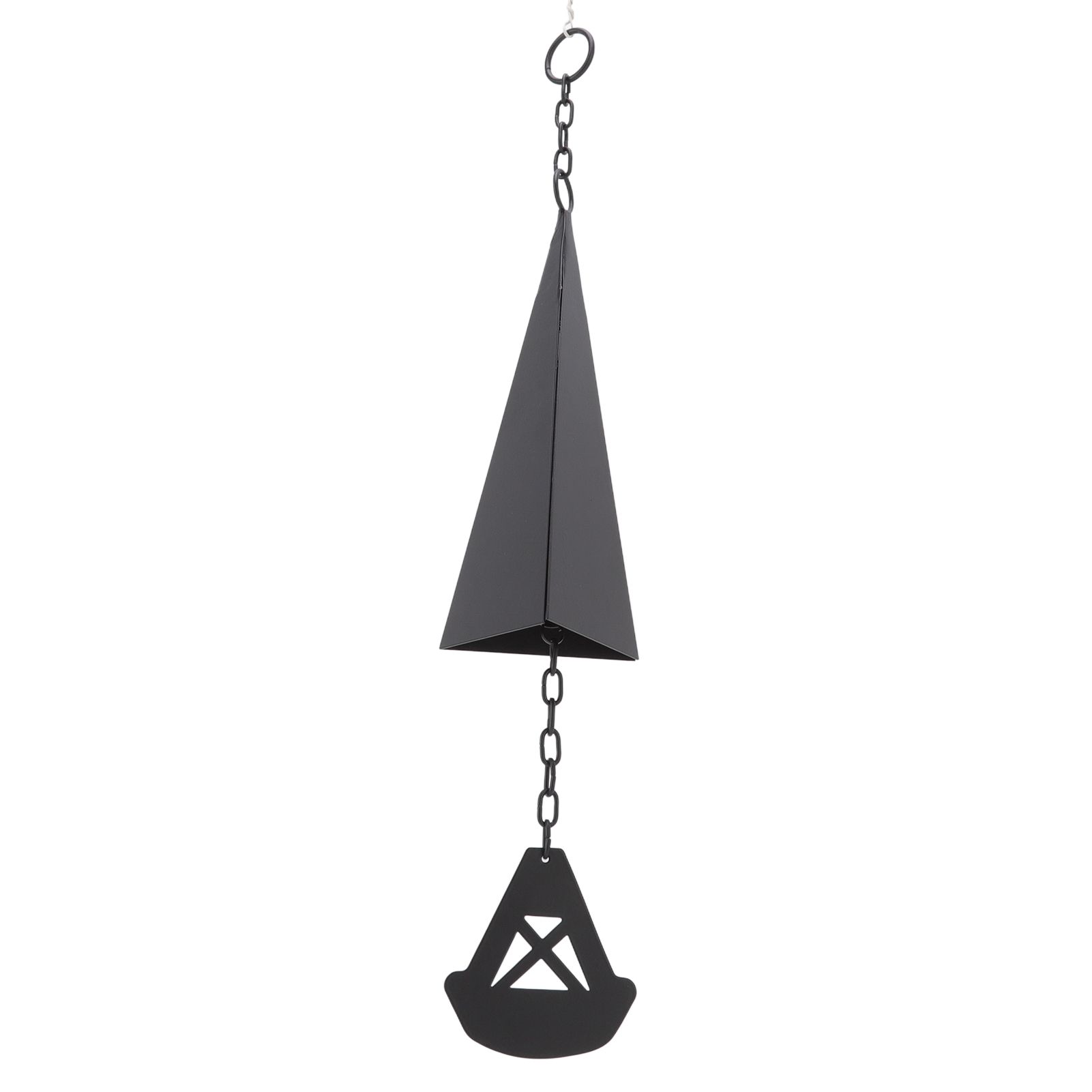 Triangular Wind Chimes Courtyard Bell Pendant Home Decoration Iron Black with Hanging Ring for Garden - Image 5