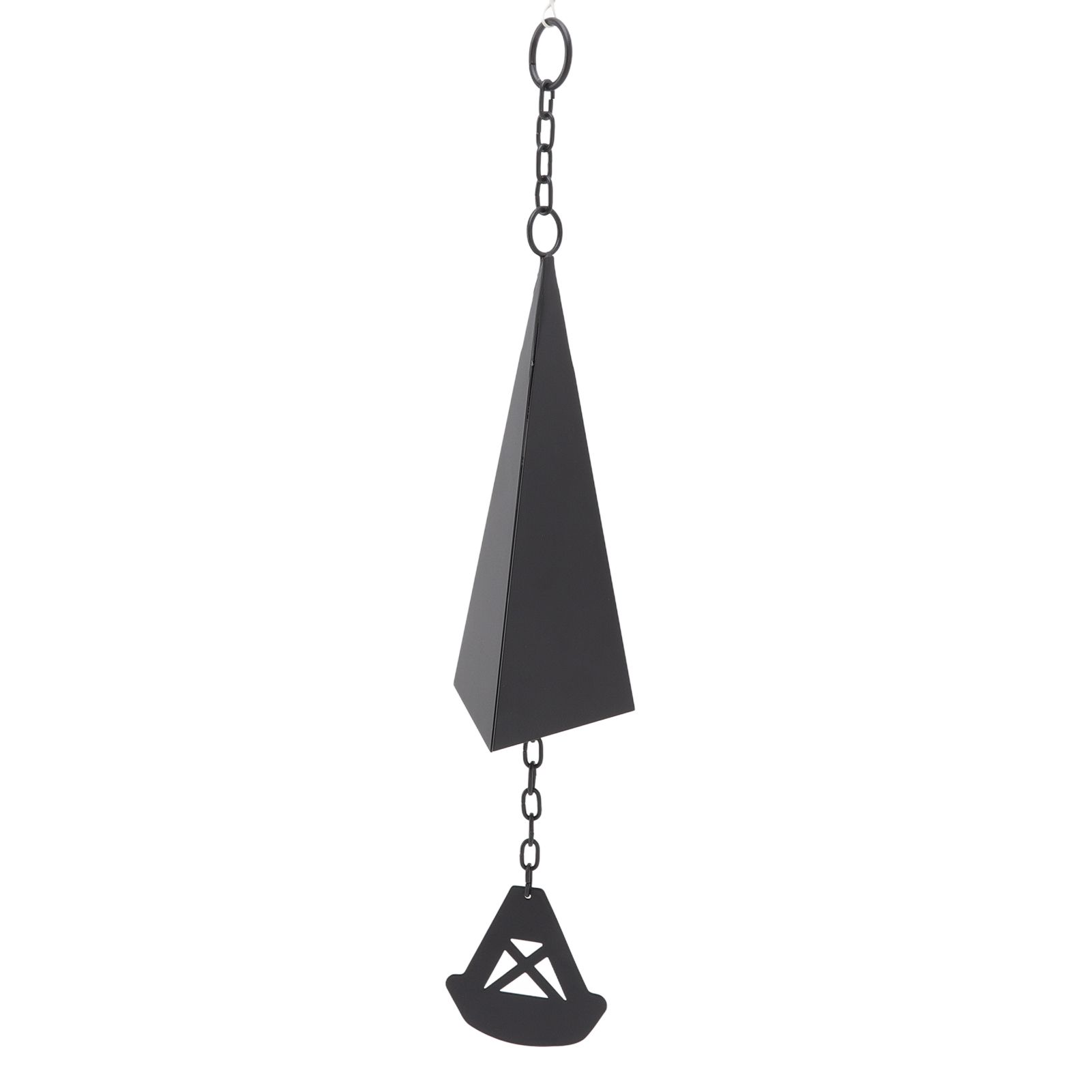 Triangular Wind Chimes Courtyard Bell Pendant Home Decoration Iron Black with Hanging Ring for Garden - Image 6