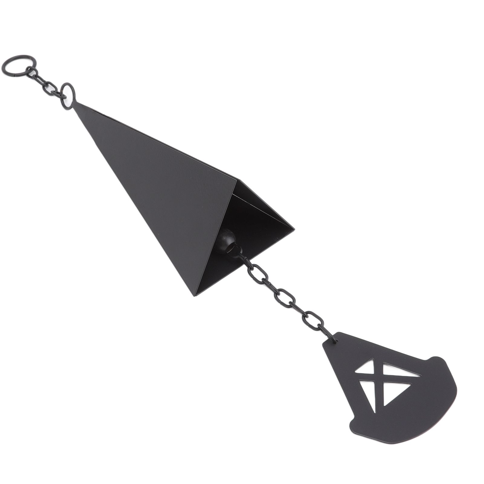 Triangular Wind Chimes Courtyard Bell Pendant Home Decoration Iron Black with Hanging Ring for Garden - Image 7
