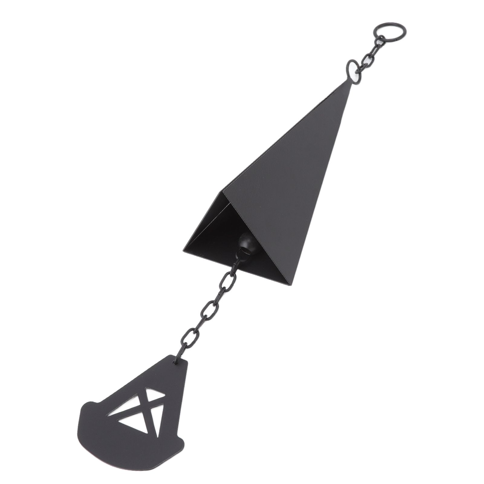 Triangular Wind Chimes Courtyard Bell Pendant Home Decoration Iron Black with Hanging Ring for Garden - Image 8
