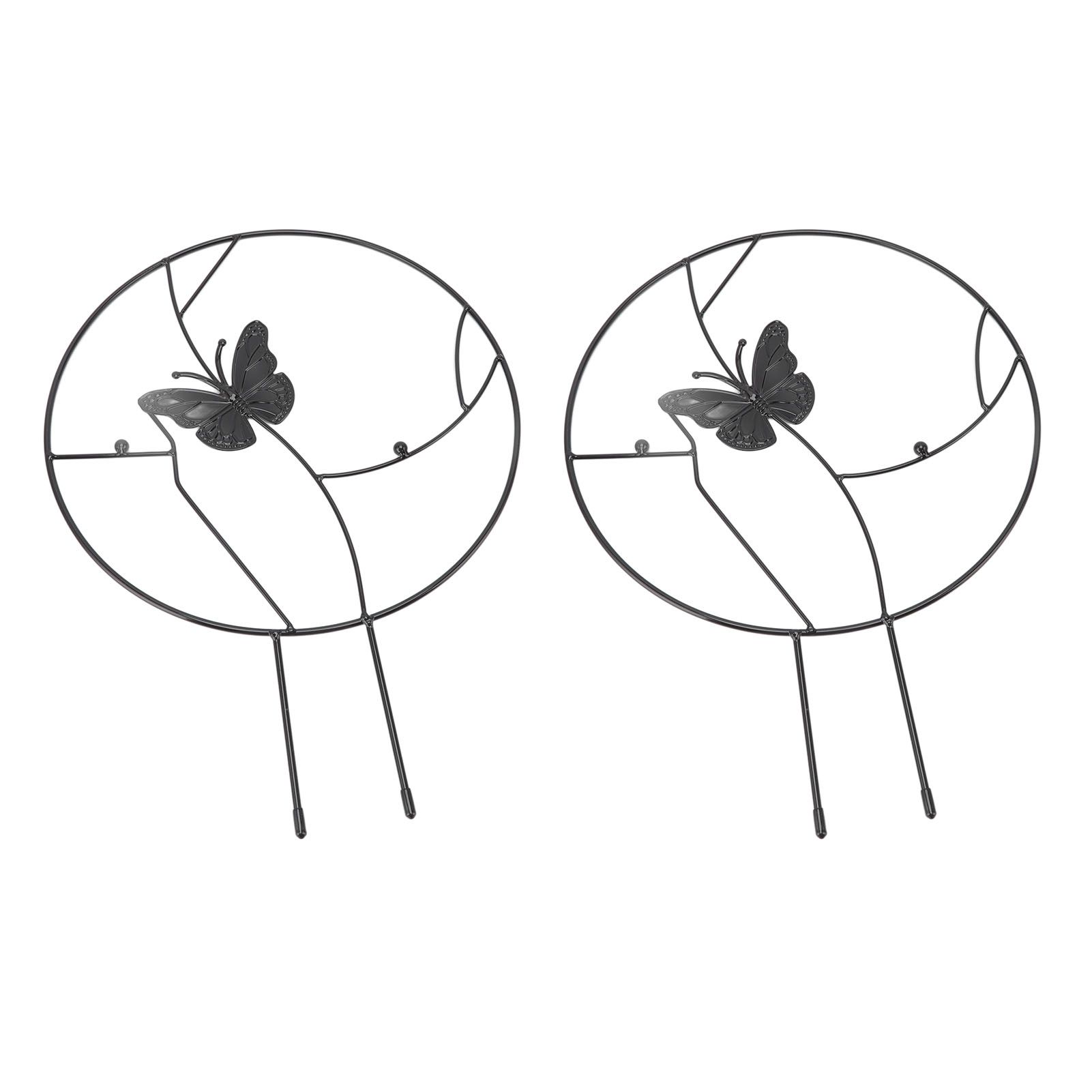 2PCS Flower Plant Support Stand Iron Climbing Frame for Home Garden Round Ring Design Black - Image 3