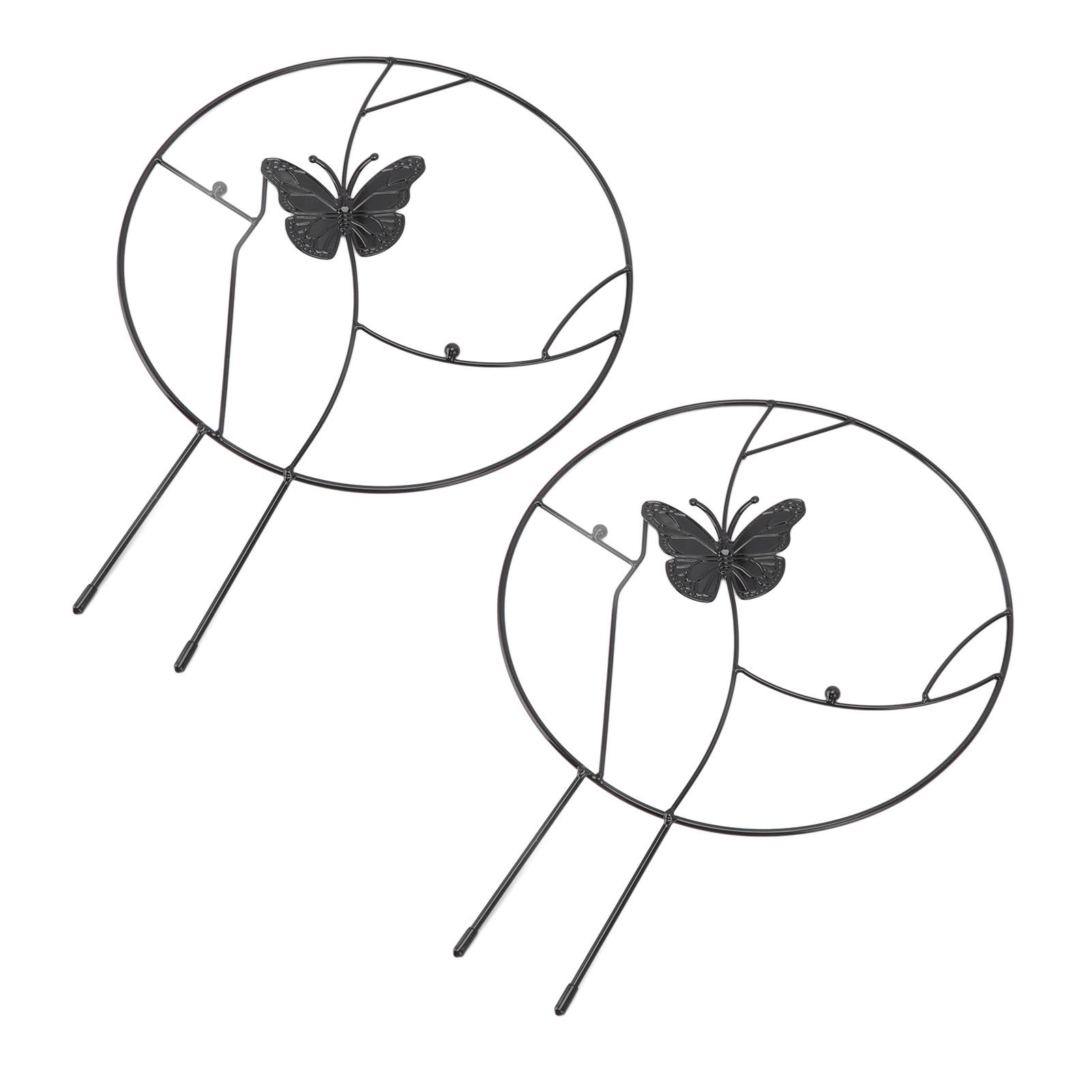 2PCS Flower Plant Support Stand Iron Climbing Frame for Home Garden Round Ring Design Black - Image 6
