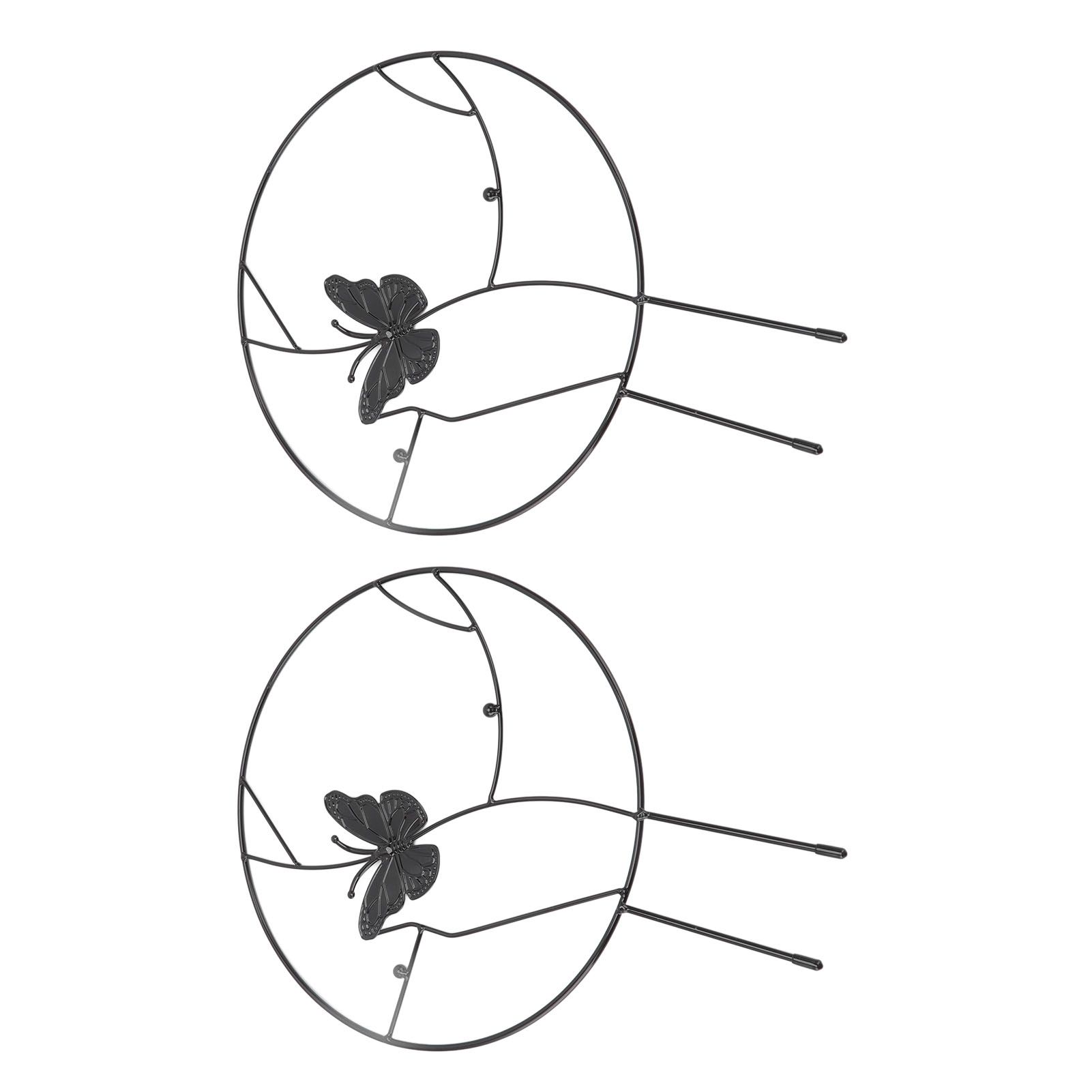 2PCS Flower Plant Support Stand Iron Climbing Frame for Home Garden Round Ring Design Black - Image 7