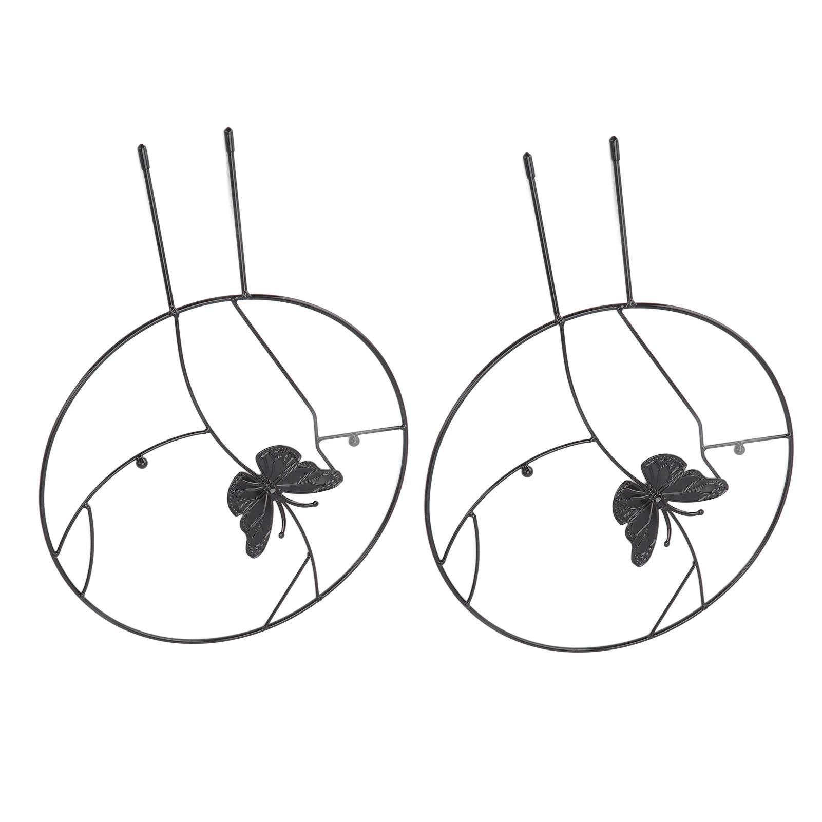 2PCS Flower Plant Support Stand Iron Climbing Frame for Home Garden Round Ring Design Black - Image 8