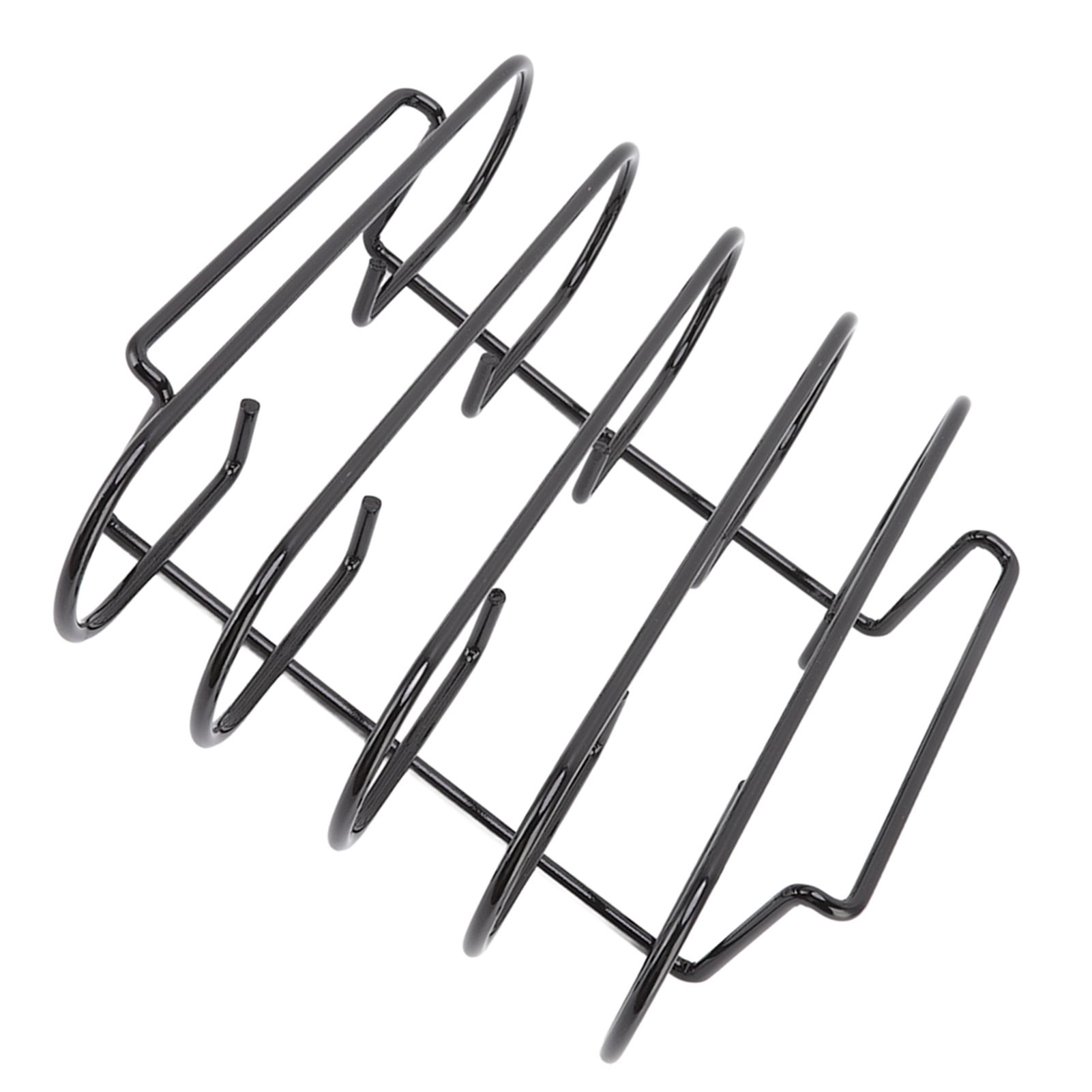 Rib Rack 4 Rows Capacity Compact Portable Iron Material Black Durable Reusable Barbecue Standing Rib Rack for Camping - Image 2