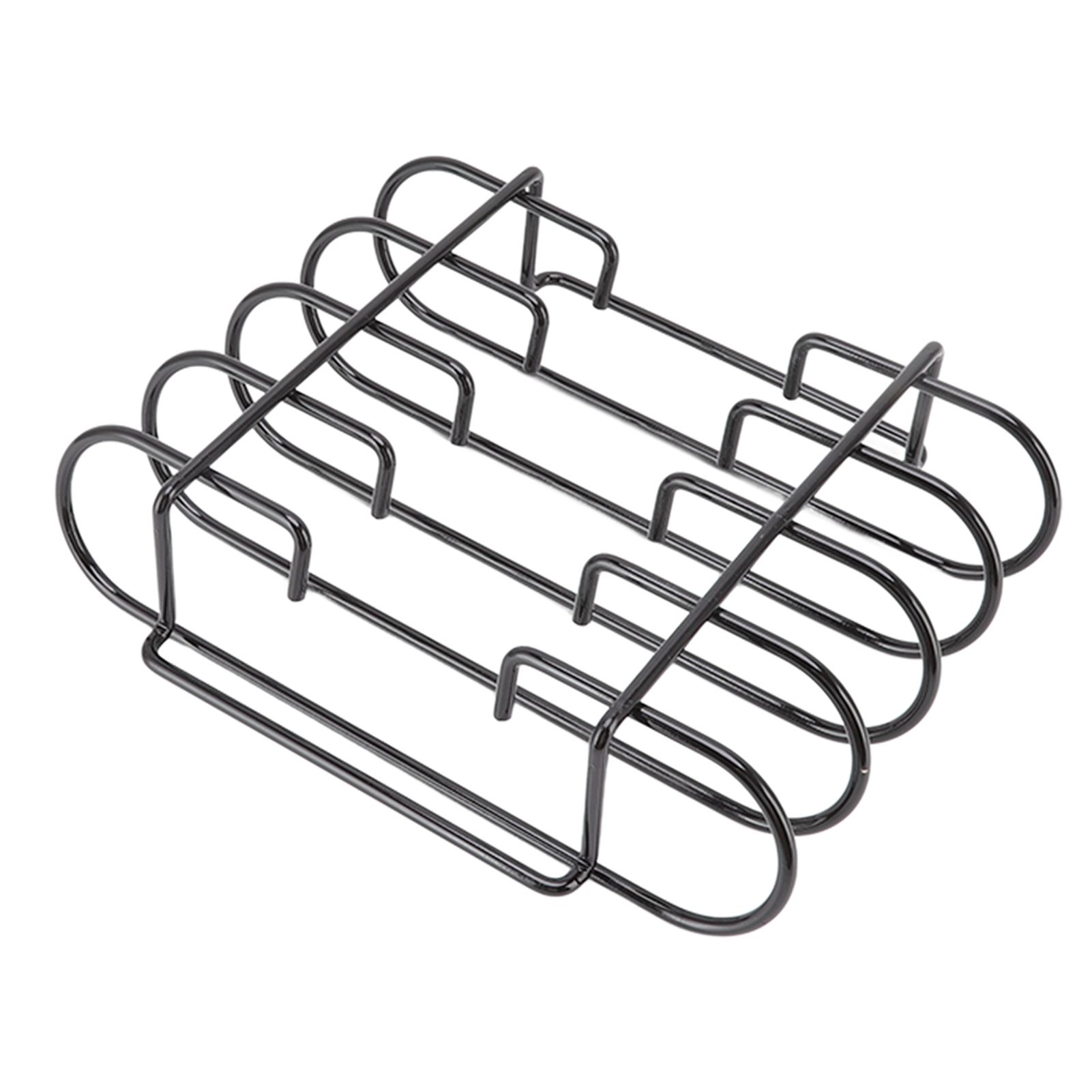 Rib Rack 4 Rows Capacity Compact Portable Iron Material Black Durable Reusable Barbecue Standing Rib Rack for Camping - Image 4