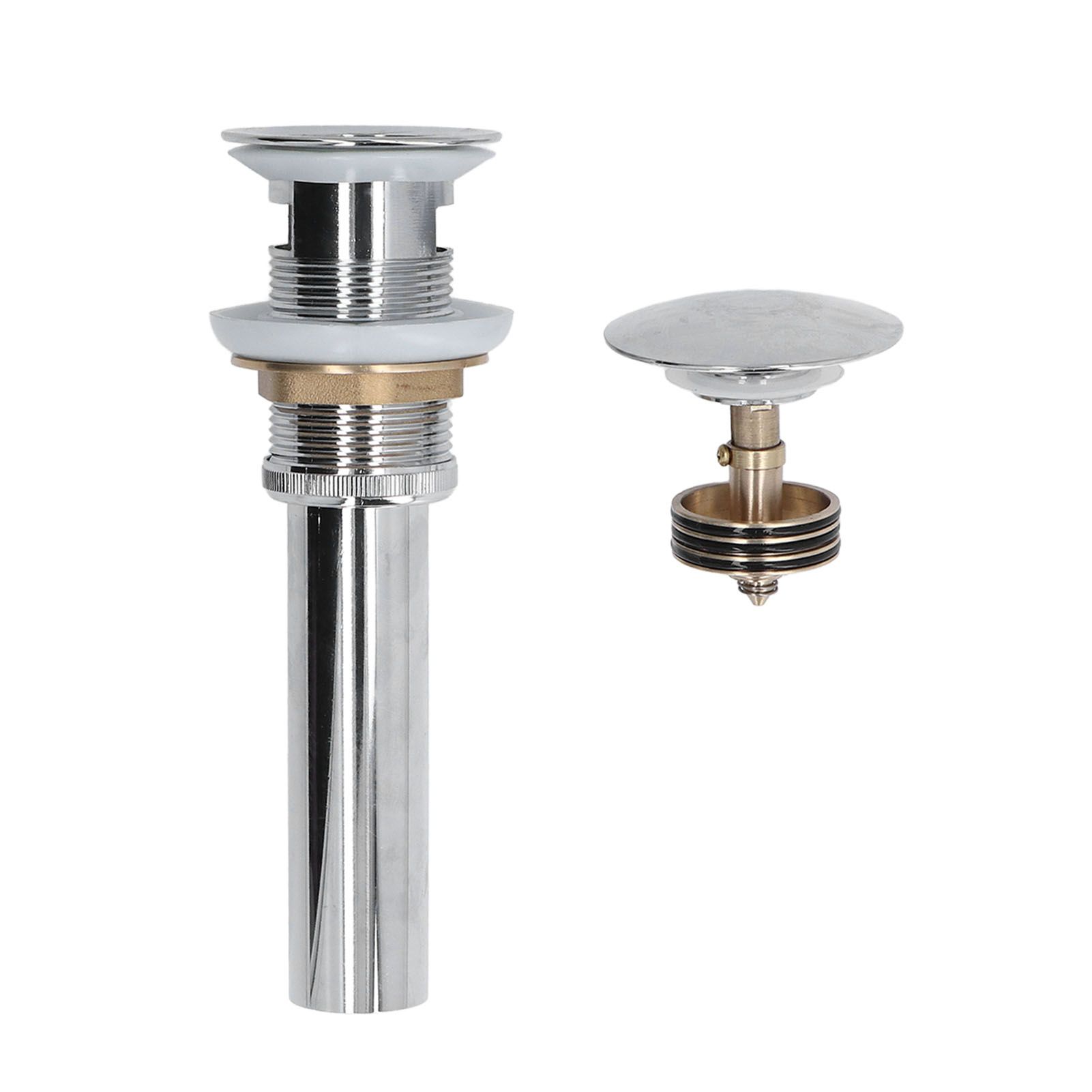 Sink Drain Stopper Copper Stainless Steel Bathroom Wash Basin Sink Drain Part for Home KitchenSilver with Overflow - Image 1