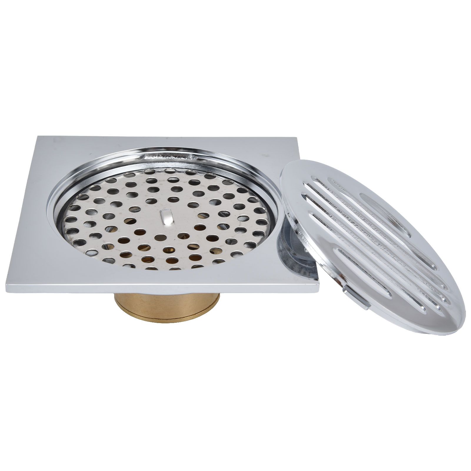 Floor Drain Square Copper Odor Resistant Self Sealing Gravity Floor Drain for Bathroom Kitchen Balconies - Image 1