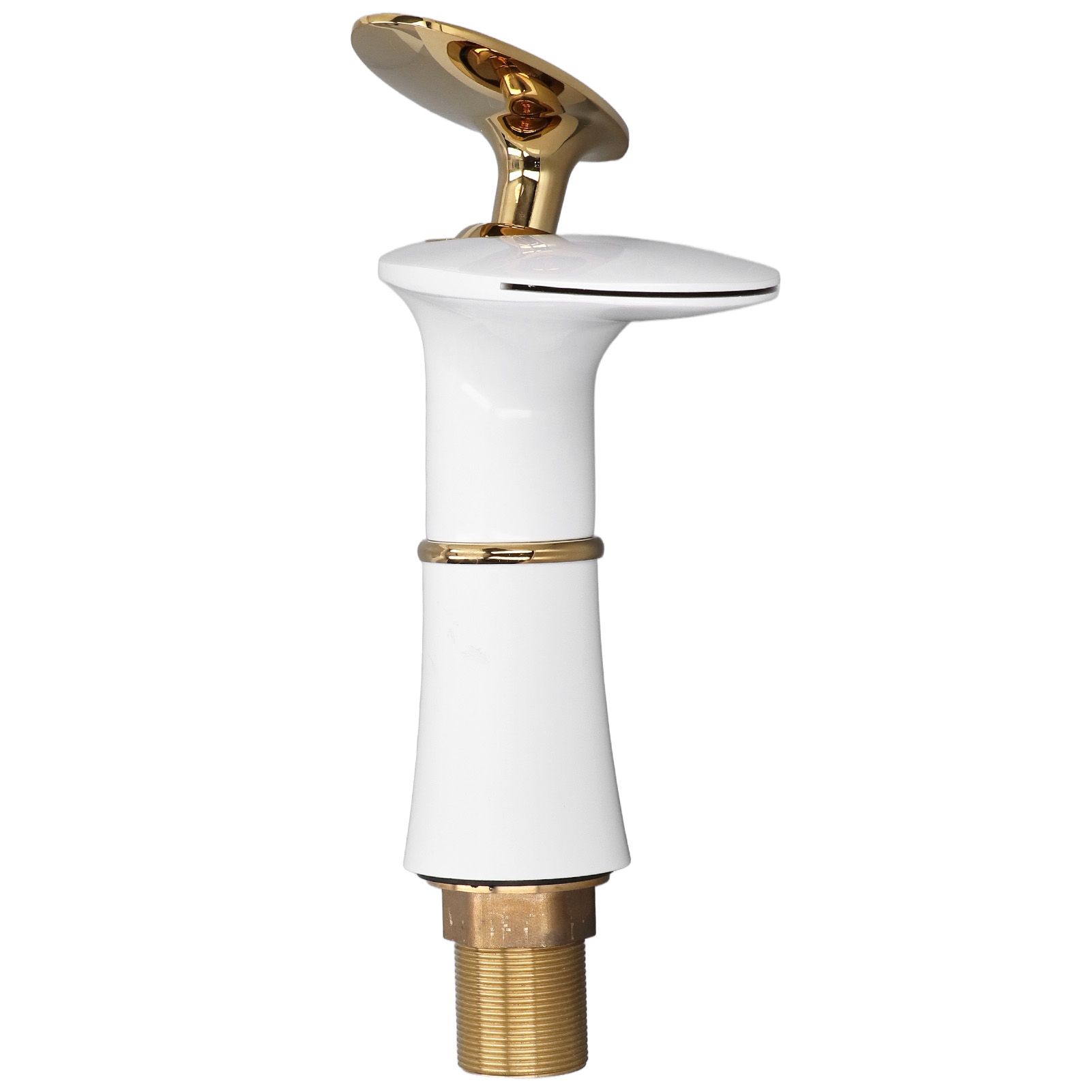 G1/2 Bathroom Faucet Washing Basin Bathroom Sink Tap Waterfall Single Hole Faucet for House Office BuildingWhite and Gold Short Style with Golden Handle - Image 3