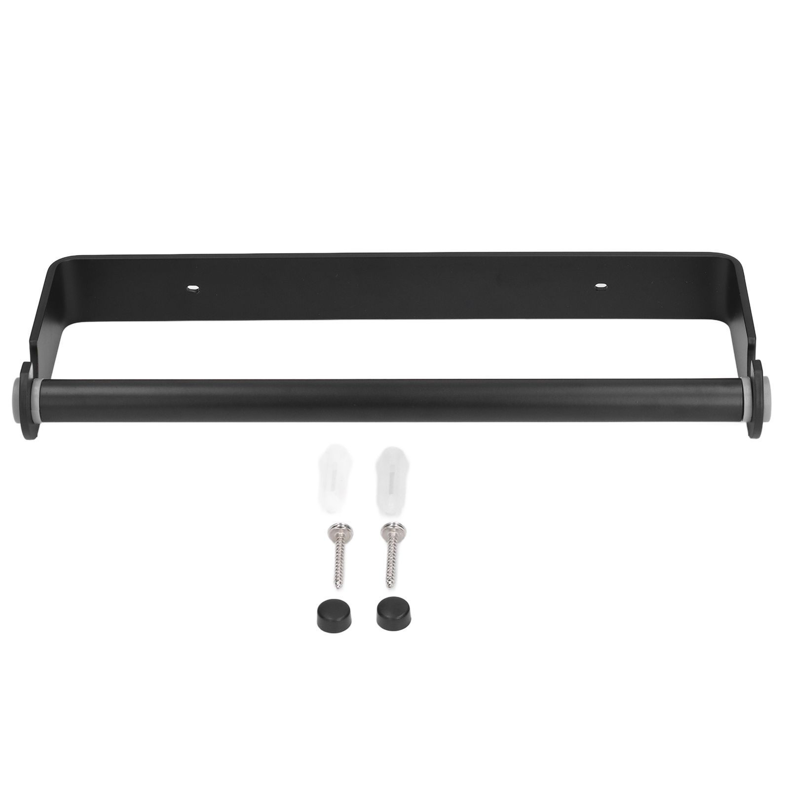 32cm Toilet Paper Holder Wall Mounted Toilet Tissue Roll Holders for Bathroom Kitchen Matte Black - Image 1
