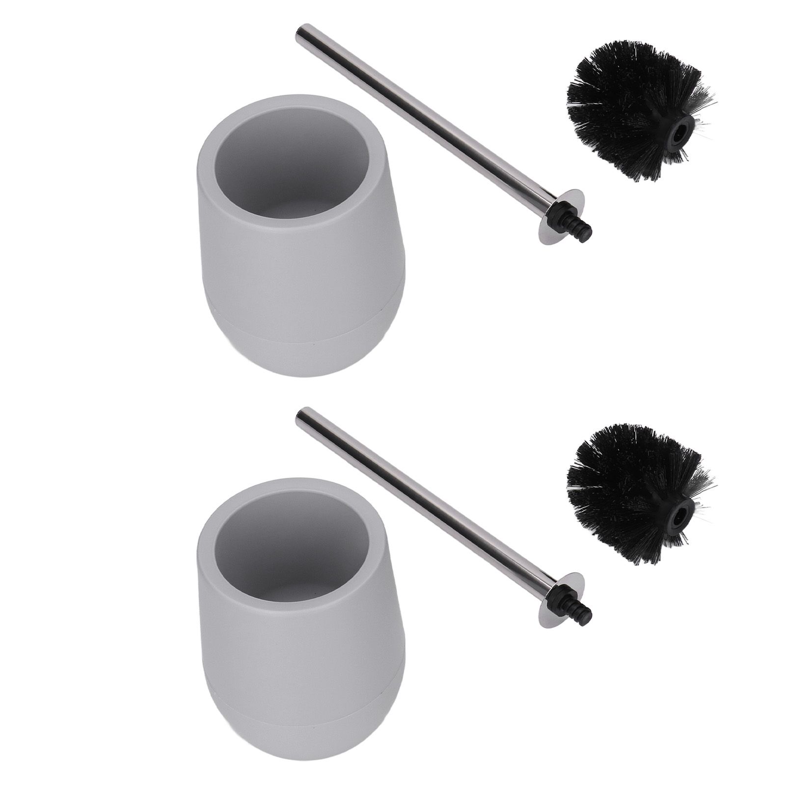 2sets Toilet Bowl Cleaner Brush Lockable Thread Convenient Practical Efficient Safe Reliable Durable Cleaning ToolsGray (2pcs/inner Box) - Image 2