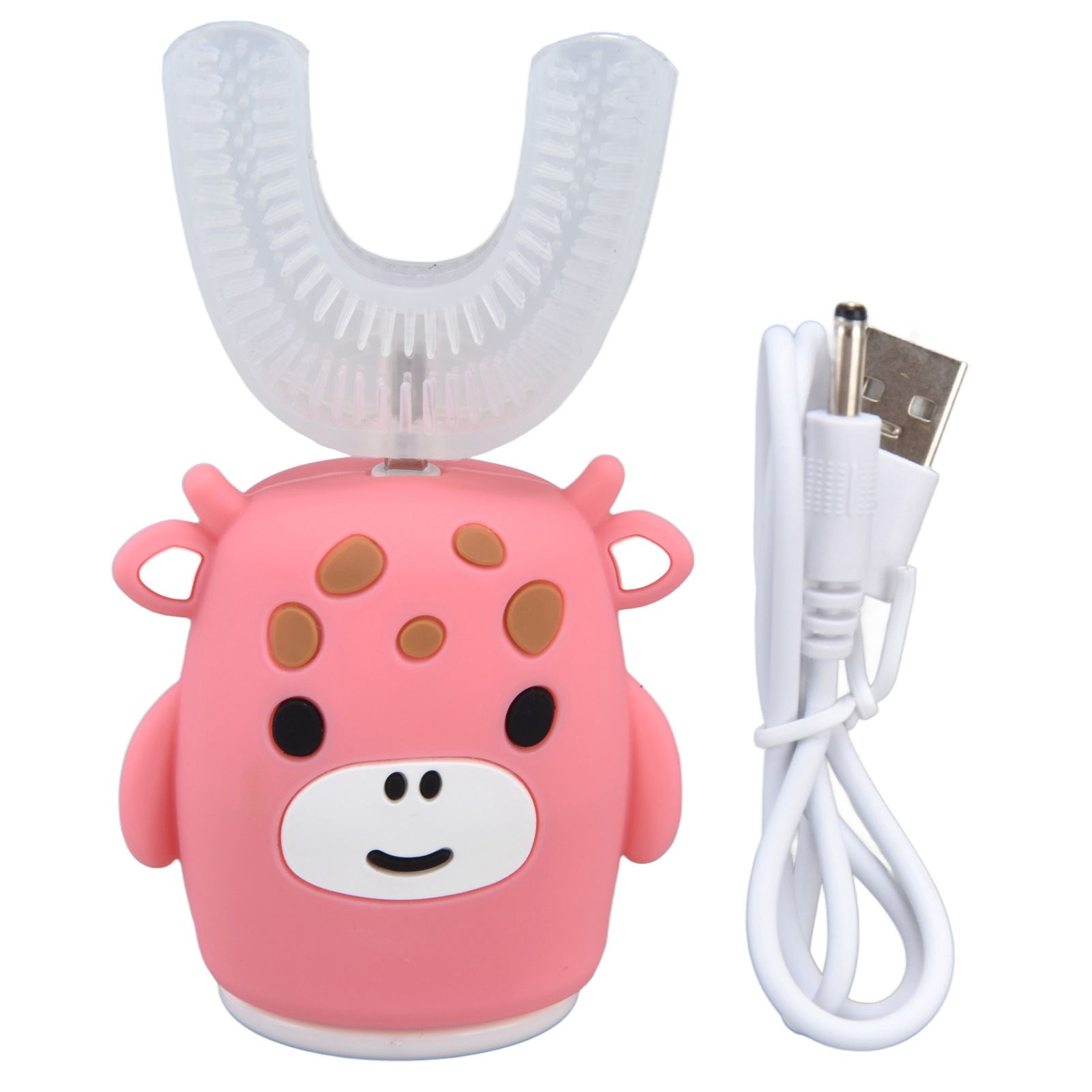Kids U Shaped Toothbrush Pink Cartoon Electric 360° Tooth Rush Whole Mouth Teeth Cleaning MachineSmall - Image 1