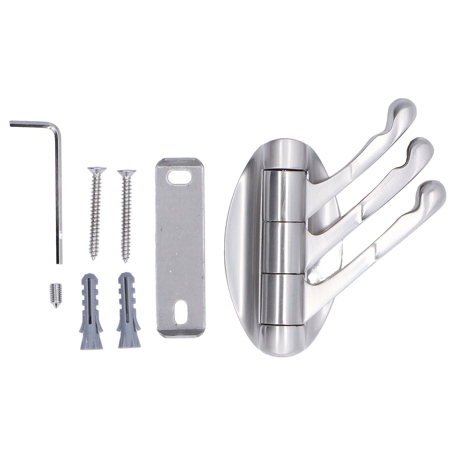 3 Clothes Hook Zinc Alloy Heavy Duty Coat Hook with Round Base for Bedroom Bathroom Closet - Image 1
