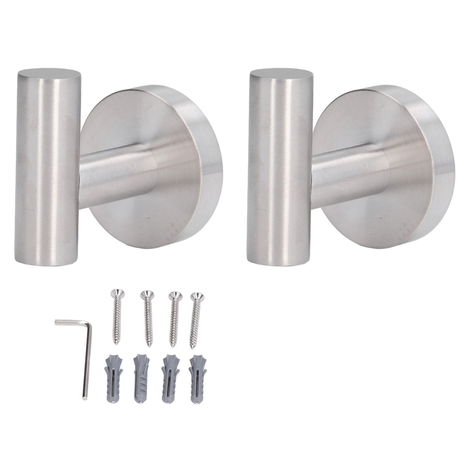 2Pcs Brushed Stainless Steel Bathroom Towel Robe Hook Round Wall Holder Hooks Hanger for Clothing Towel - Image 1