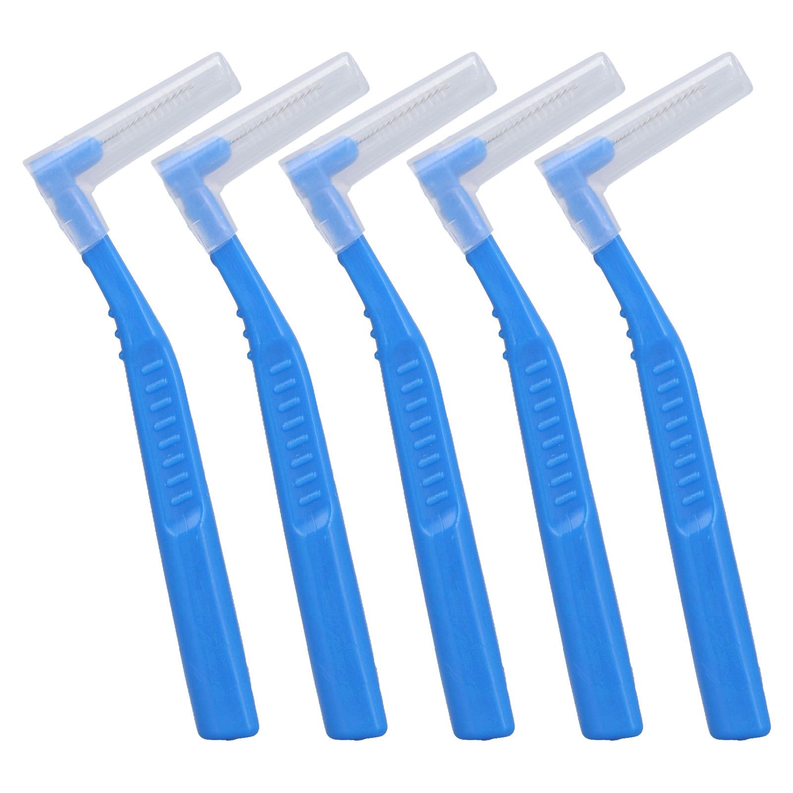 5pcs L Shaped Interdental Brushes Effective Cleaning Plaque Removal Braces Brush for Tooth Care Blue - Image 1