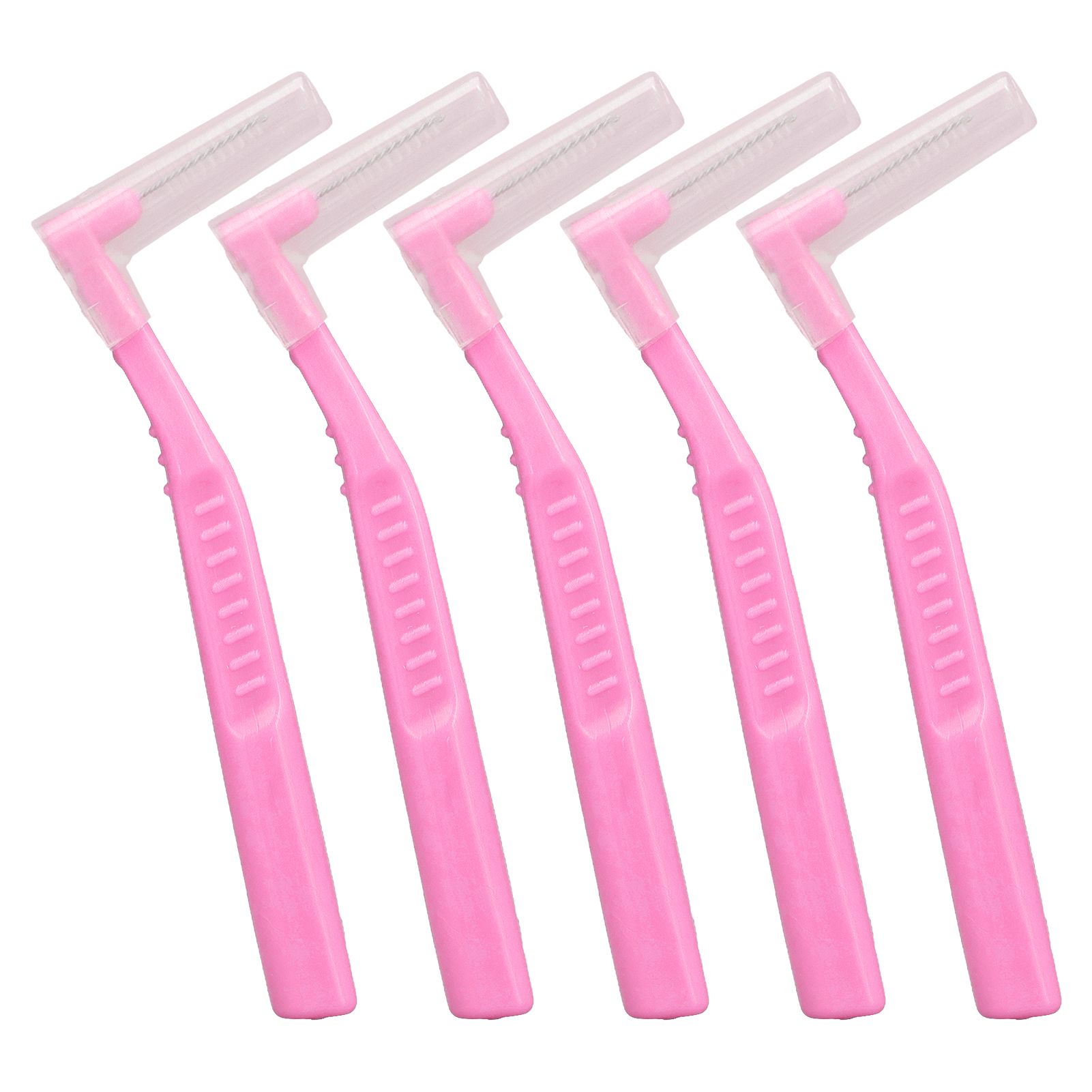 5pcs L Shaped Interdental Brushes Effective Cleaning Plaque Removal Braces Brush for Tooth Care Pink - Image 1