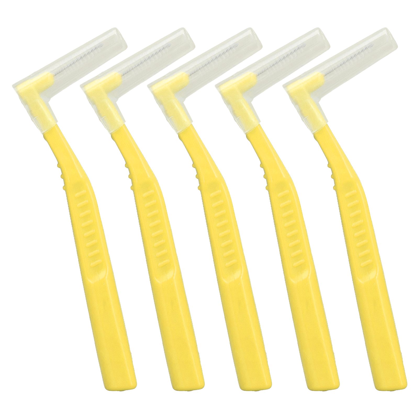 5pcs L Shaped Interdental Brushes Effective Cleaning Plaque Removal Braces Brush for Tooth Care Yellow - Image 1