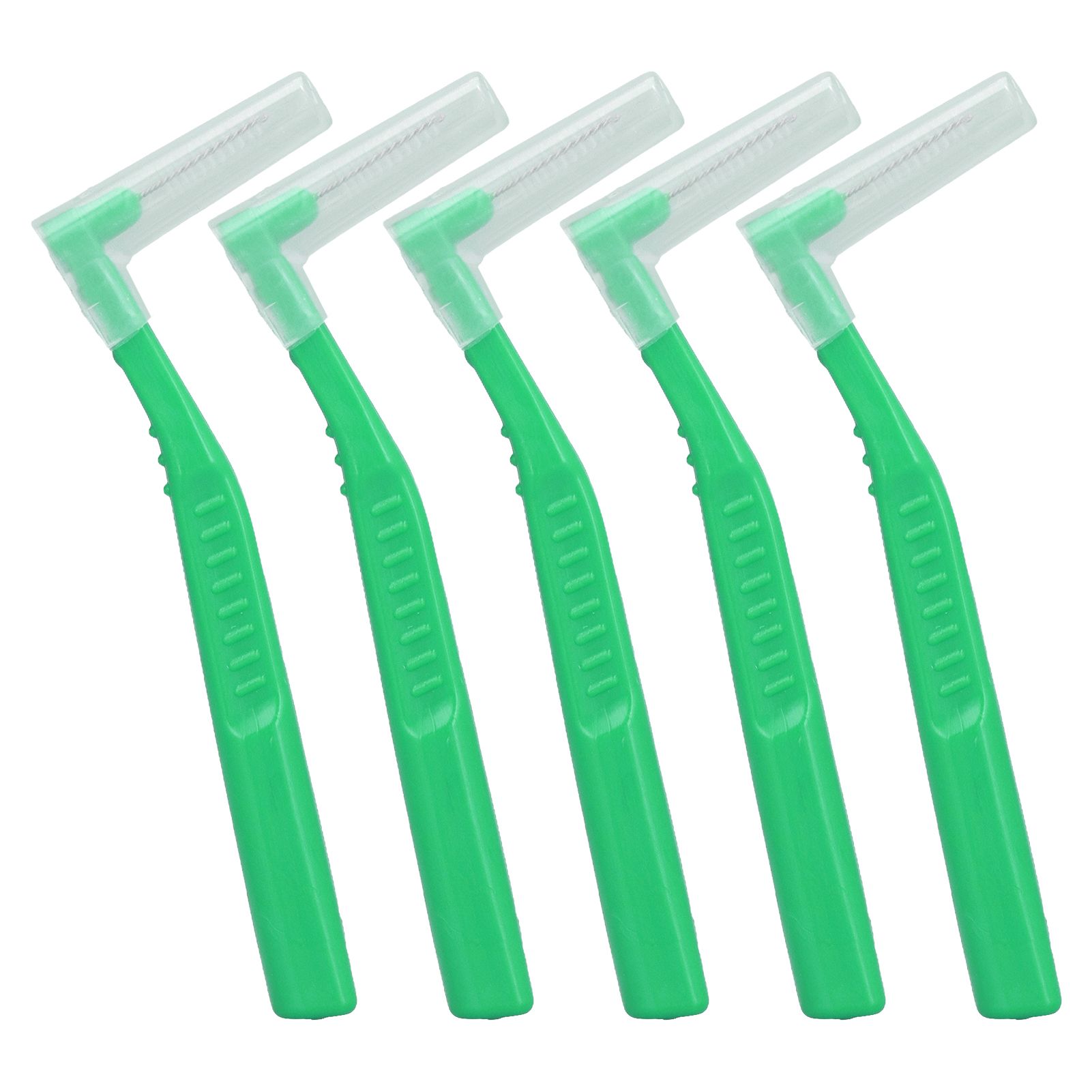 5pcs L Shaped Interdental Brushes Effective Cleaning Plaque Removal Braces Brush for Tooth Care Green - Image 1