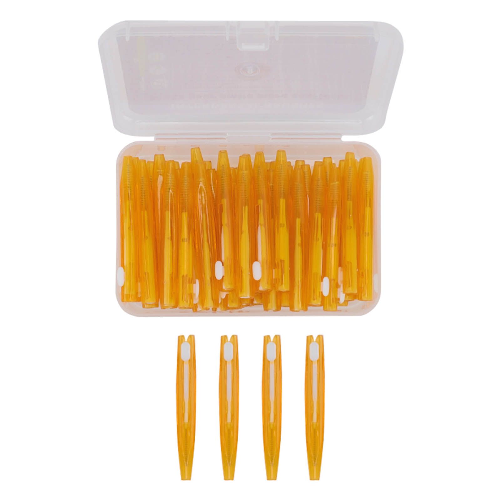 60Pcs Interdental Brush Practical Slim Braces Cleaner with PP Handle for Adults Children Orthodontic Care Orange - Image 1