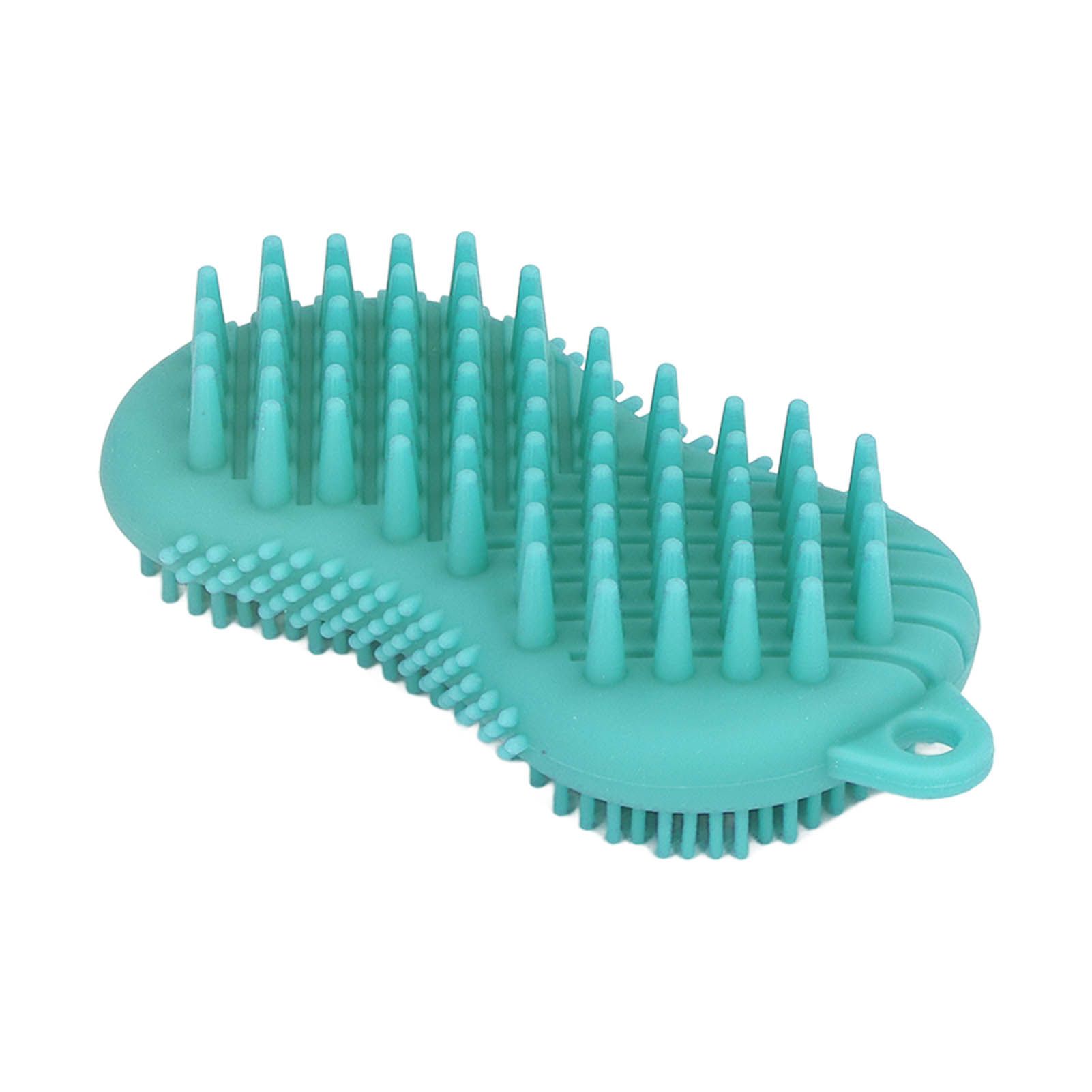 Silicone Body Scrubber Dual Side Ergonomic Handle Safe Silicone Body Massage Silicone Body Brush for Body Hair Green - Image 2