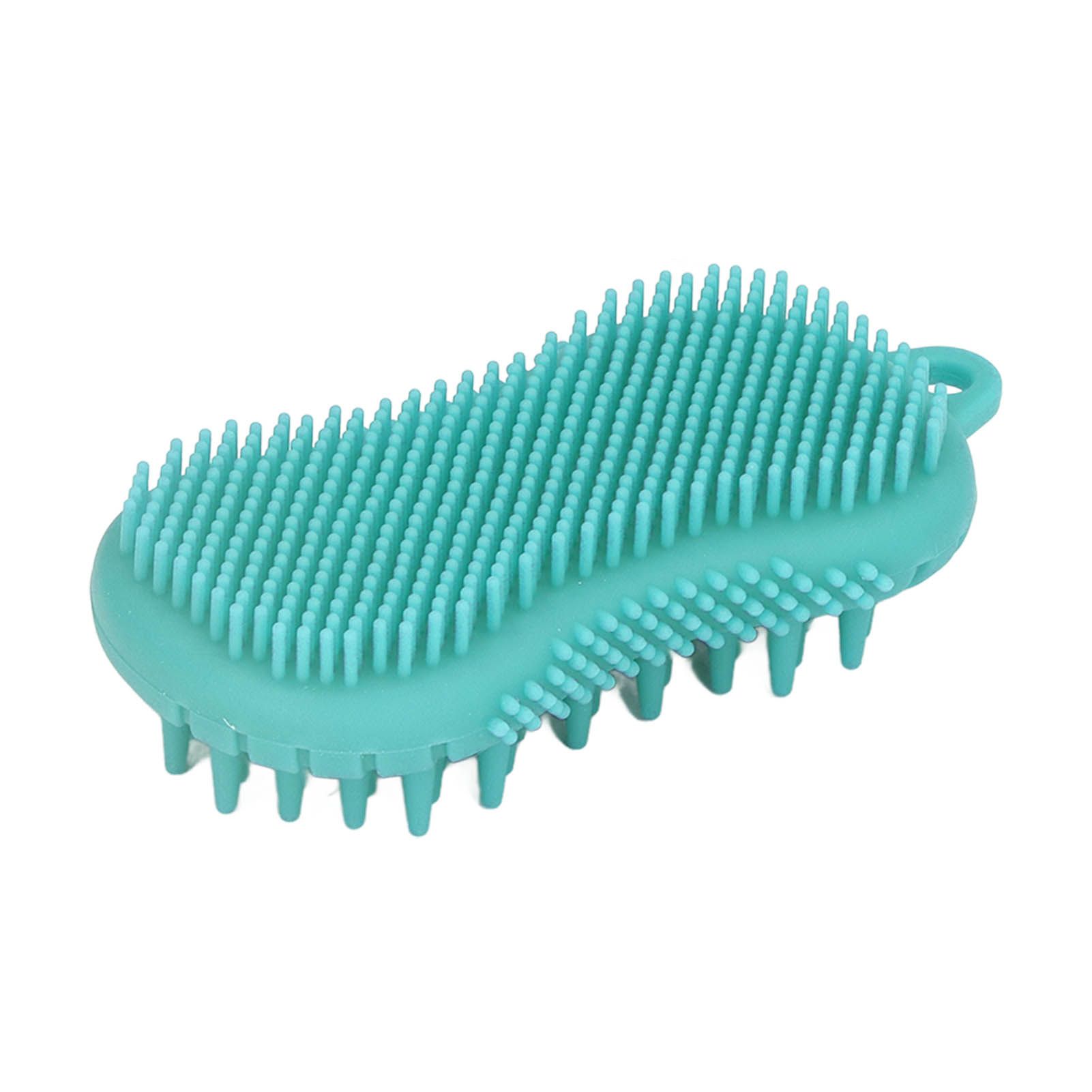 Silicone Body Scrubber Dual Side Ergonomic Handle Safe Silicone Body Massage Silicone Body Brush for Body Hair Green - Image 3