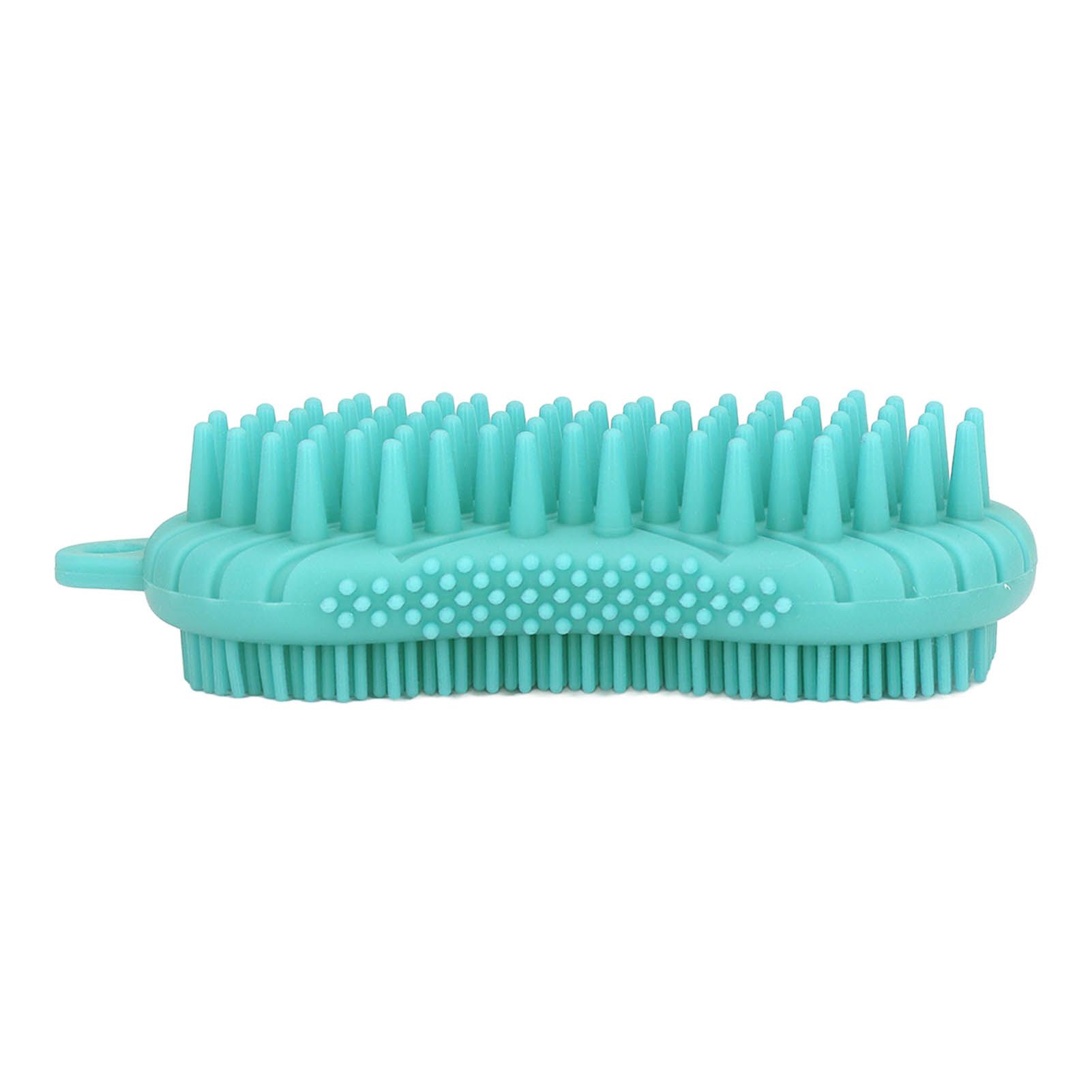 Silicone Body Scrubber Dual Side Ergonomic Handle Safe Silicone Body Massage Silicone Body Brush for Body Hair Green - Image 4