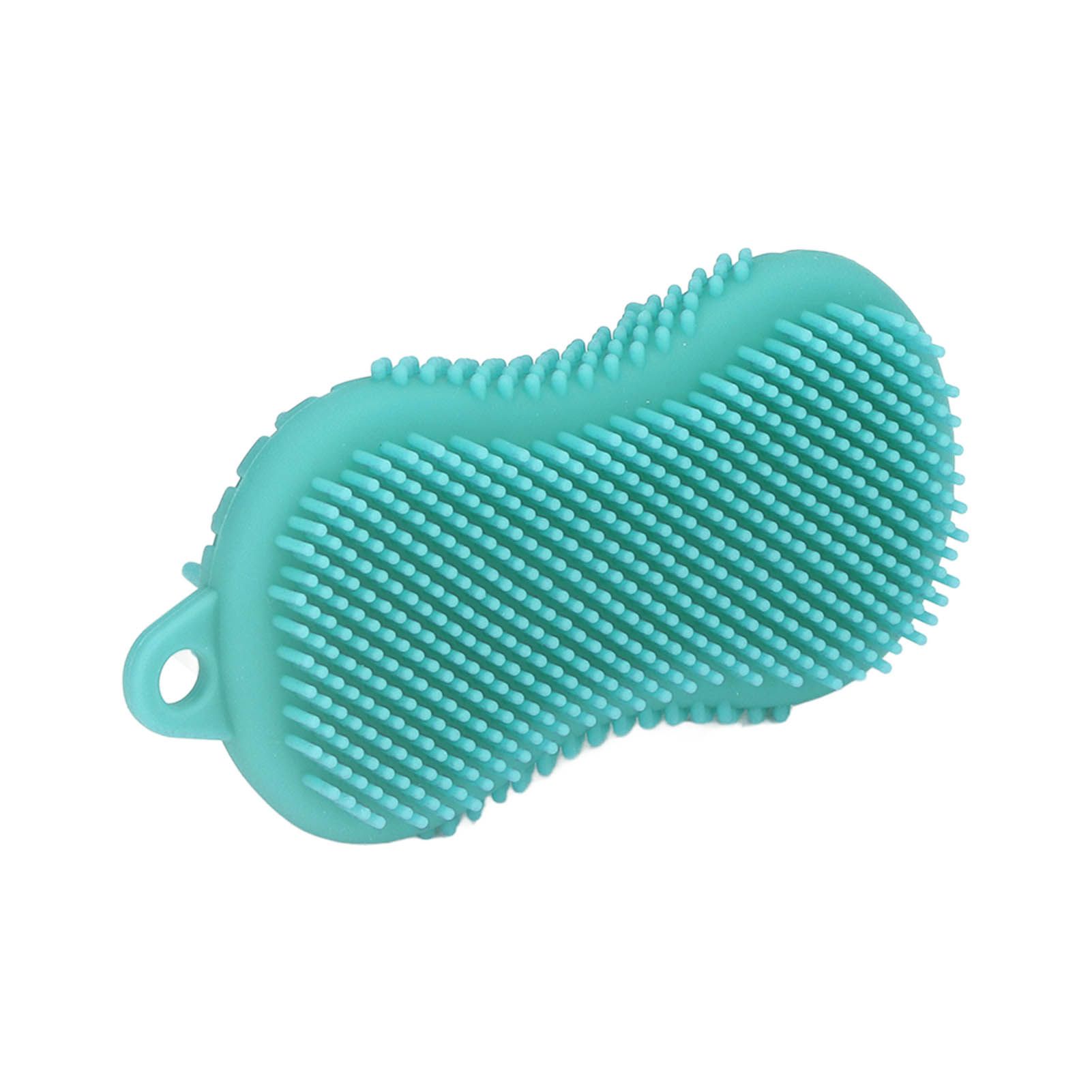 Silicone Body Scrubber Dual Side Ergonomic Handle Safe Silicone Body Massage Silicone Body Brush for Body Hair Green - Image 5