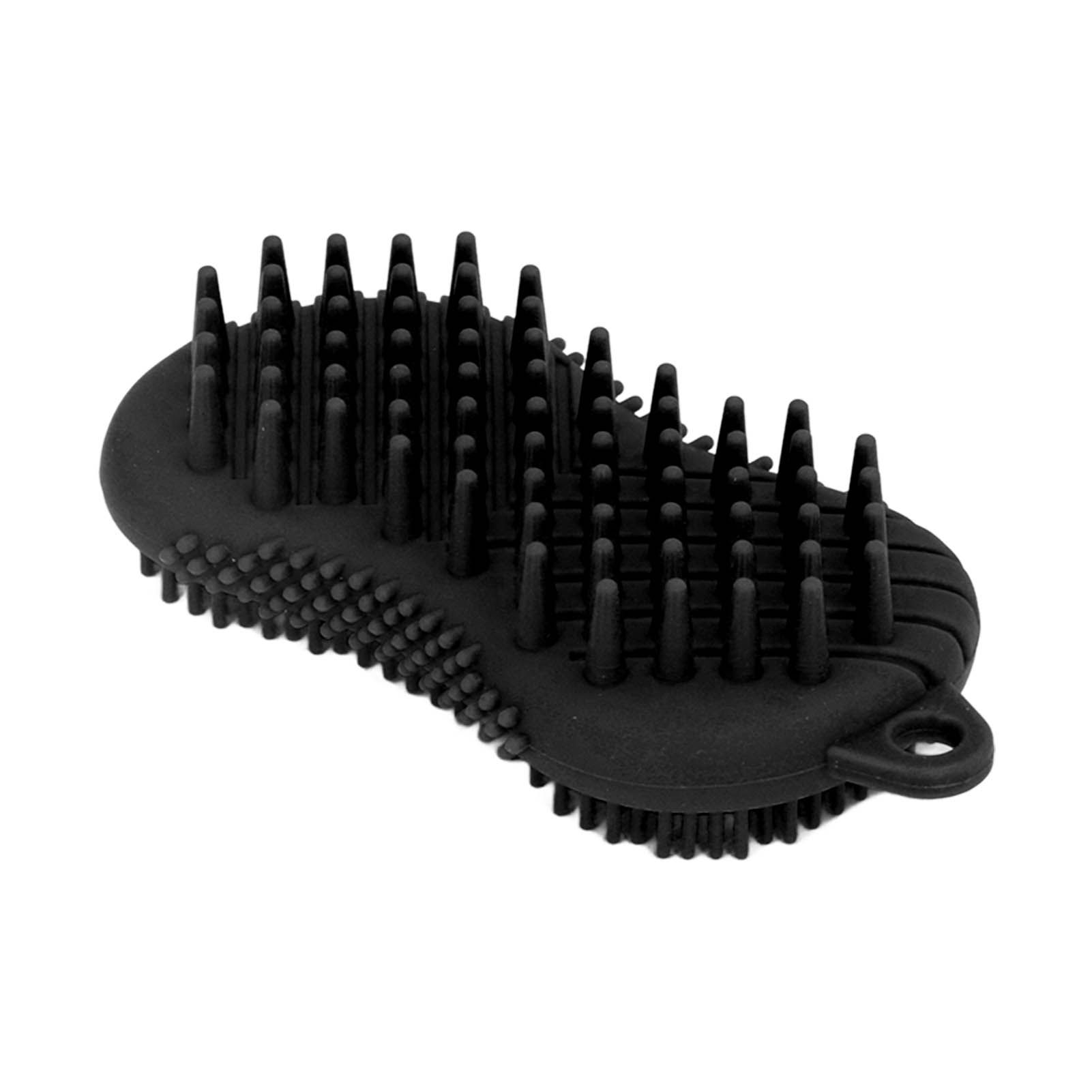 Silicone Body Scrubber Dual Side Ergonomic Handle Safe Silicone Body Massage Silicone Body Brush for Body Hair Black - Image 2