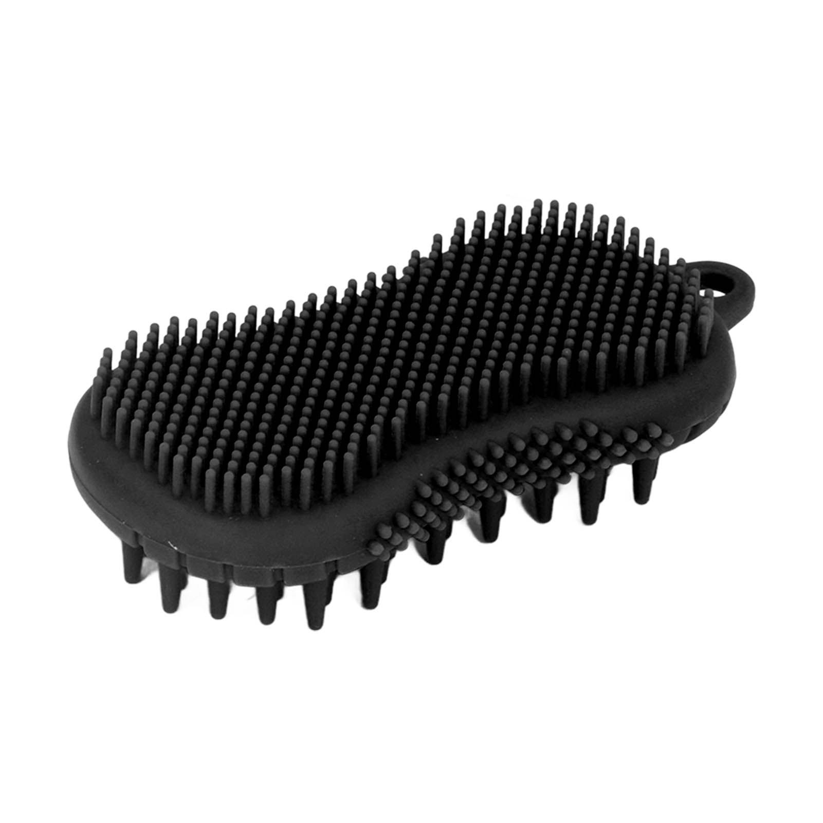 Silicone Body Scrubber Dual Side Ergonomic Handle Safe Silicone Body Massage Silicone Body Brush for Body Hair Black - Image 3