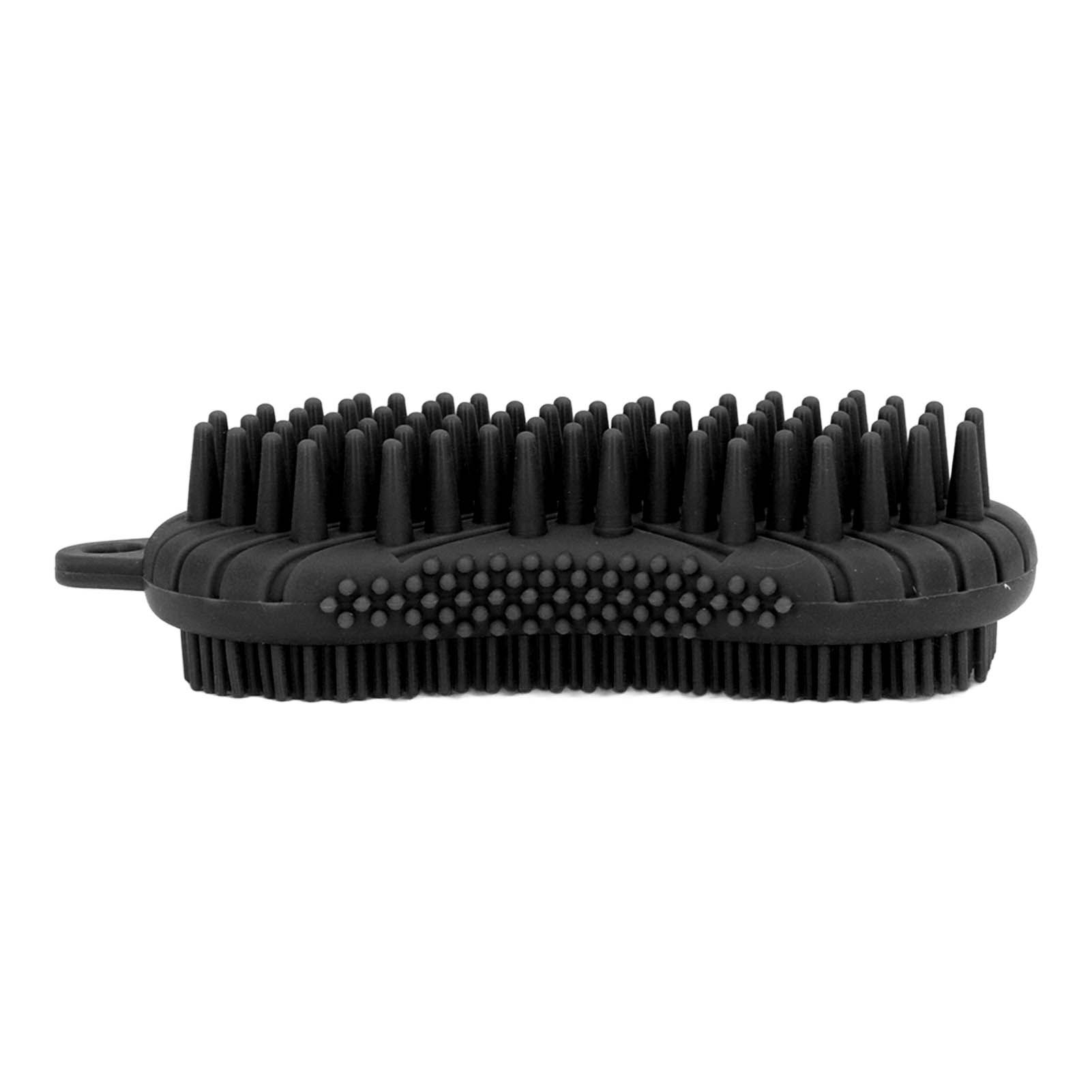 Silicone Body Scrubber Dual Side Ergonomic Handle Safe Silicone Body Massage Silicone Body Brush for Body Hair Black - Image 4