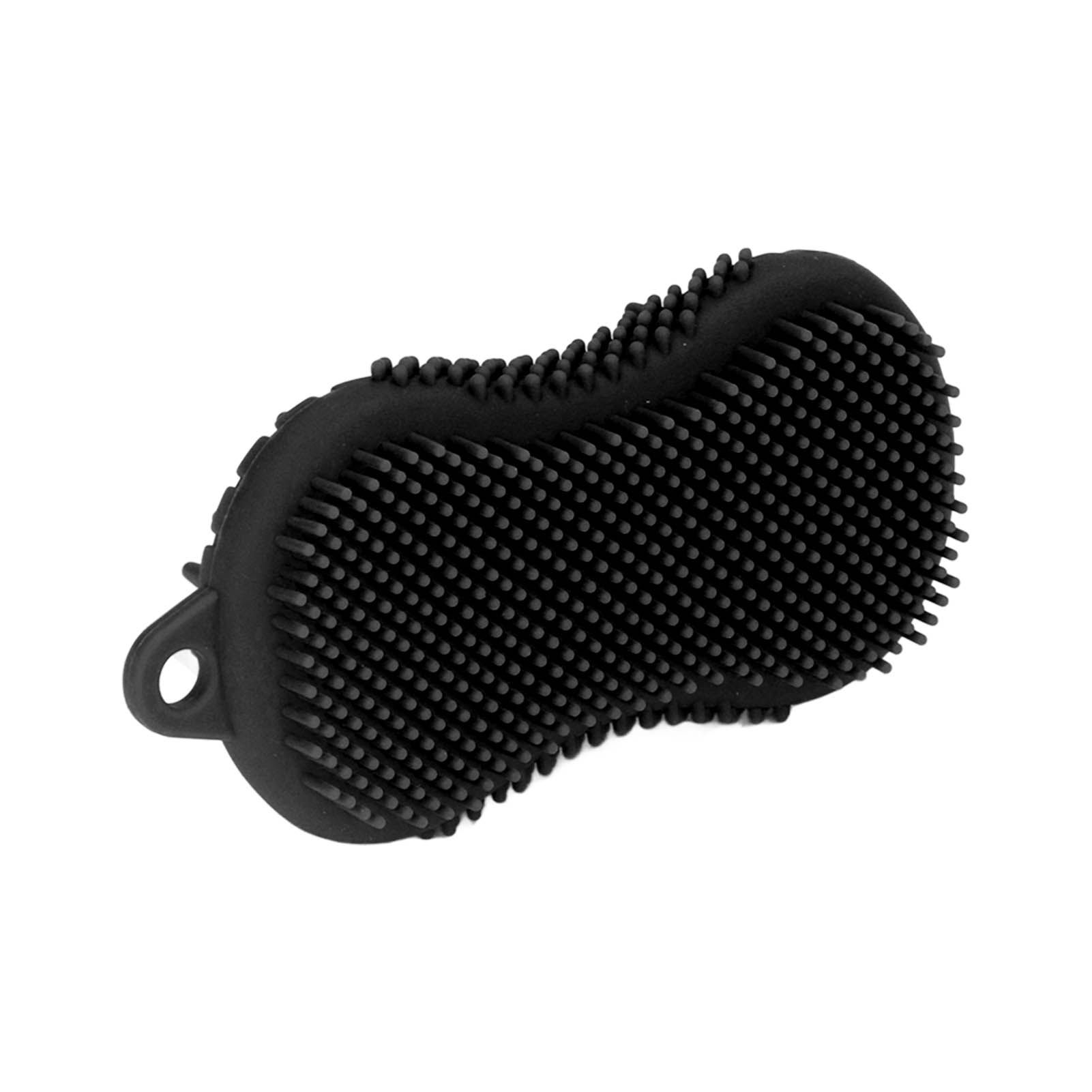 Silicone Body Scrubber Dual Side Ergonomic Handle Safe Silicone Body Massage Silicone Body Brush for Body Hair Black - Image 5