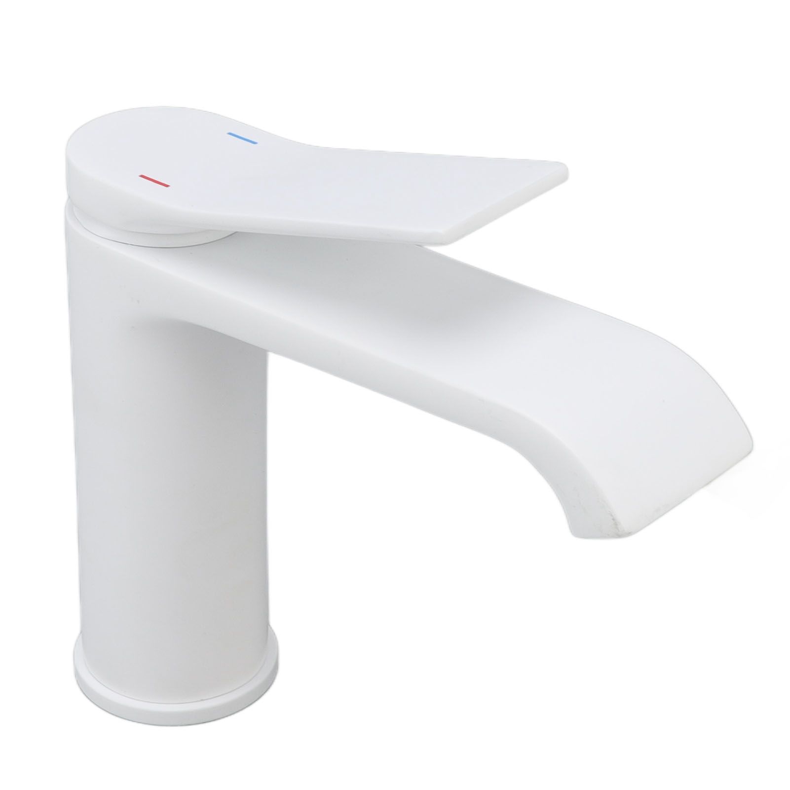 Sink Faucet G1/2 Thread Hot Cold Water Tap White Leaking Resistant Corrosion Proof Bathroom Sink Faucet for Home Use Short Style - Image 2