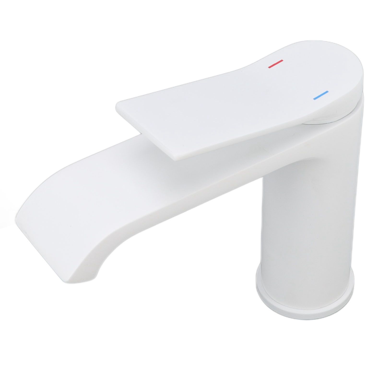 Sink Faucet G1/2 Thread Hot Cold Water Tap White Leaking Resistant Corrosion Proof Bathroom Sink Faucet for Home Use Short Style - Image 5