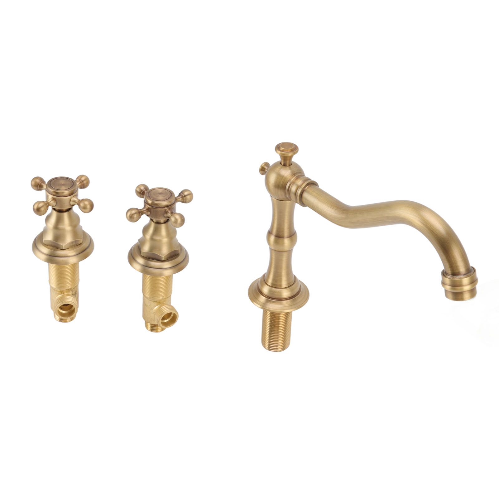 Double Handle Faucet Copper Leakproof Corrosion Resistant Beautiful G1/2 Thread Three Hole Bathroom Basin Faucet Antique - Image 2