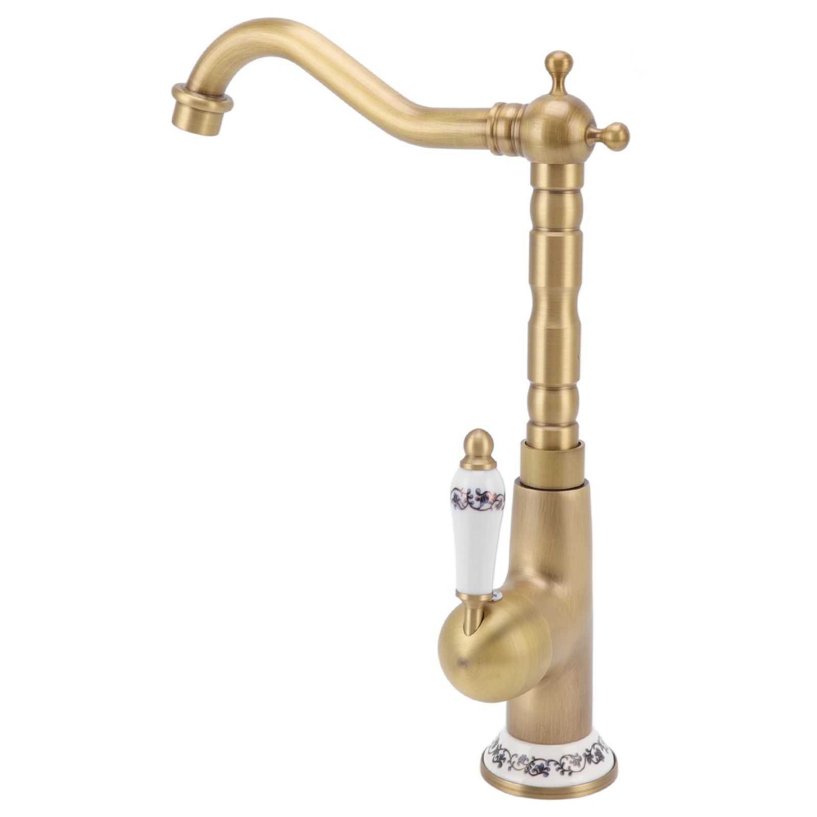 Antique Kitchen Faucet Gold All Copper European Antique Hot Cold Mixed 360° Rotating Kitchen Bathroom Sink Faucet Antique Color - Image 2