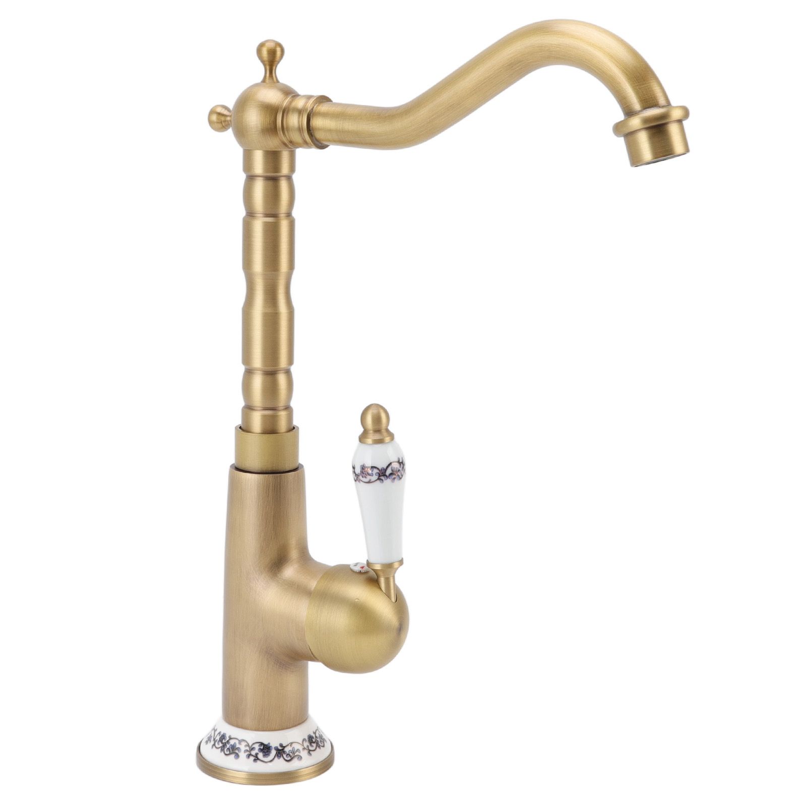 Antique Kitchen Faucet Gold All Copper European Antique Hot Cold Mixed 360° Rotating Kitchen Bathroom Sink Faucet Antique Color - Image 3