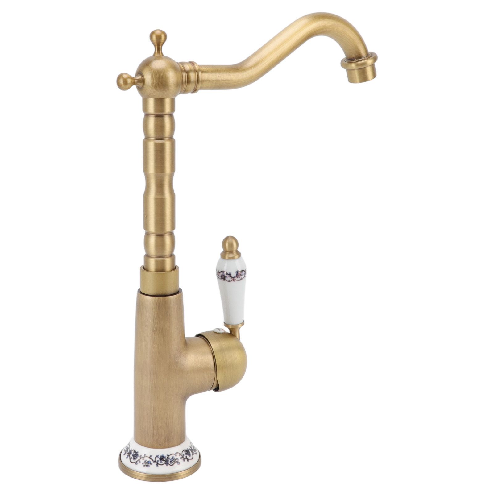 Antique Kitchen Faucet Gold All Copper European Antique Hot Cold Mixed 360° Rotating Kitchen Bathroom Sink Faucet Antique Color - Image 4