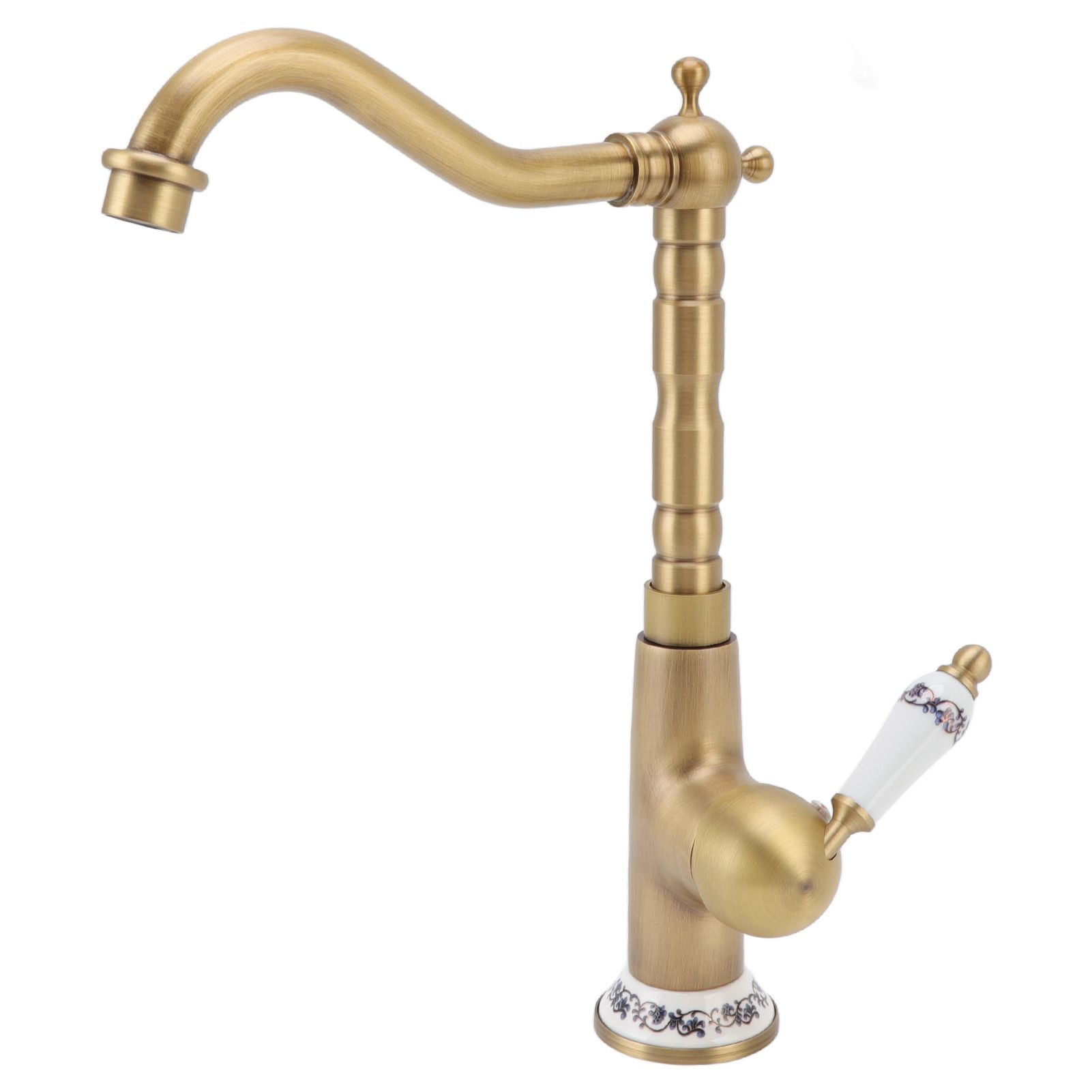 Antique Kitchen Faucet Gold All Copper European Antique Hot Cold Mixed 360° Rotating Kitchen Bathroom Sink Faucet Antique Color - Image 5