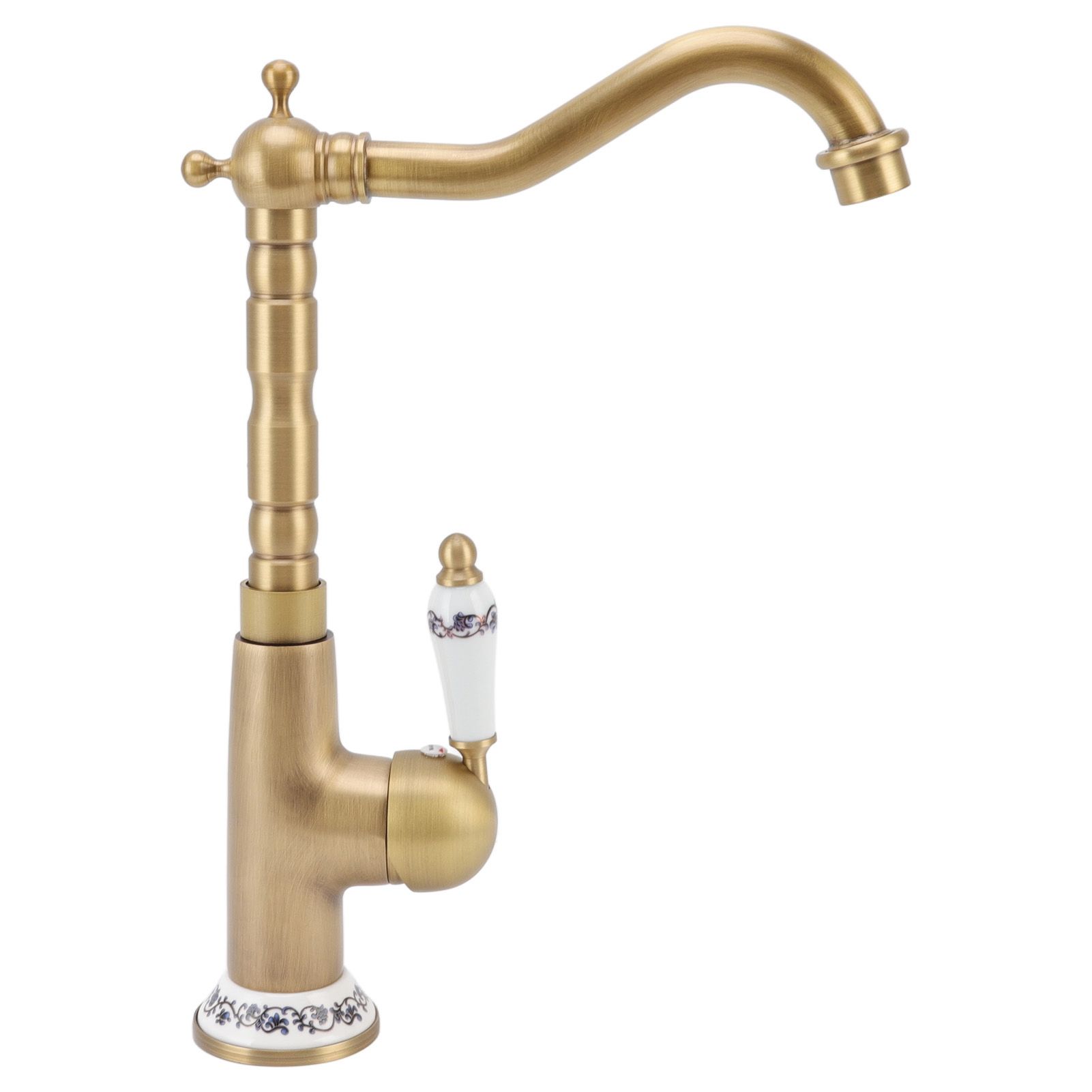 Antique Kitchen Faucet Gold All Copper European Antique Hot Cold Mixed 360° Rotating Kitchen Bathroom Sink Faucet Antique Color - Image 7